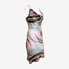 Alexander McQueen S/S 2001 Pink Printed Cowl-Neck Slip Dress