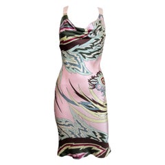 Alexander McQueen S/S 2001 Pink Printed Cowl-Neck Slip Dress