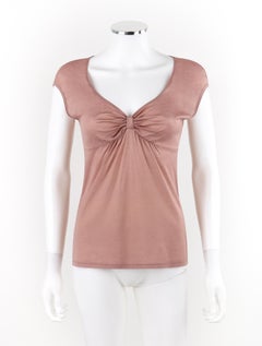ALEXANDER McQUEEN S/S 2001 "Voss" Pink Mauve Cap Sleeve Gathered Ruched Bow Top