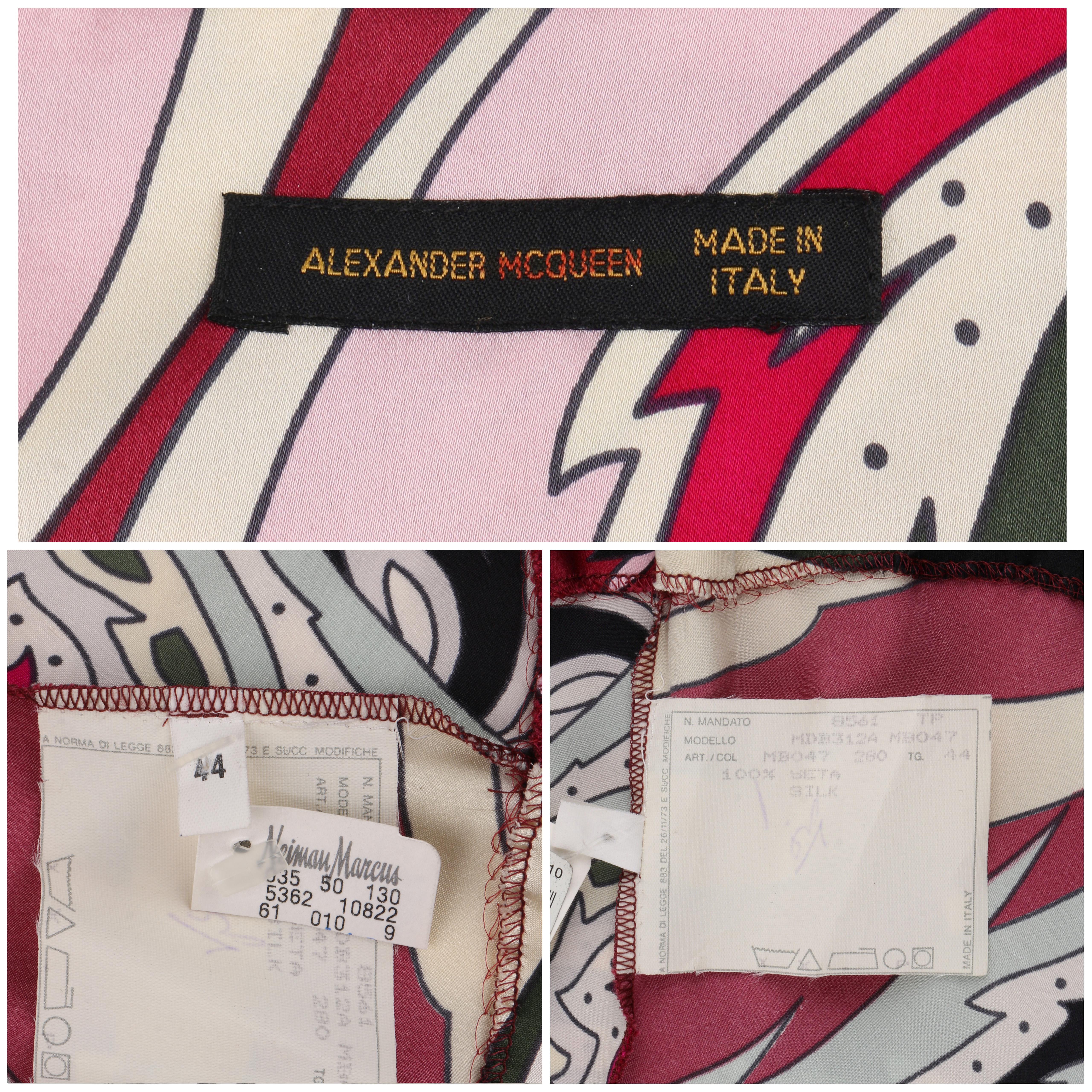 ALEXANDER McQUEEN - Haut dos nu en soie rose « Voss » à imprimé cachemire, printemps-été 2001, état neuf avec étiquettes en vente 2