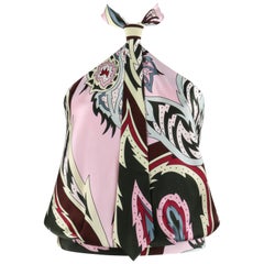 ALEXANDER McQUEEN S/S 2001 "Voss" Pink Paisley Print Silk Necktie Halter Top