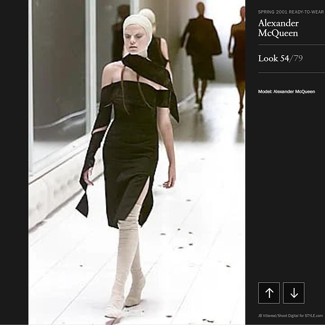Women's ALEXANDER McQUEEN S/S 2001 “Voss” Strapless Dual Tone Arm Wrap Sash Dress