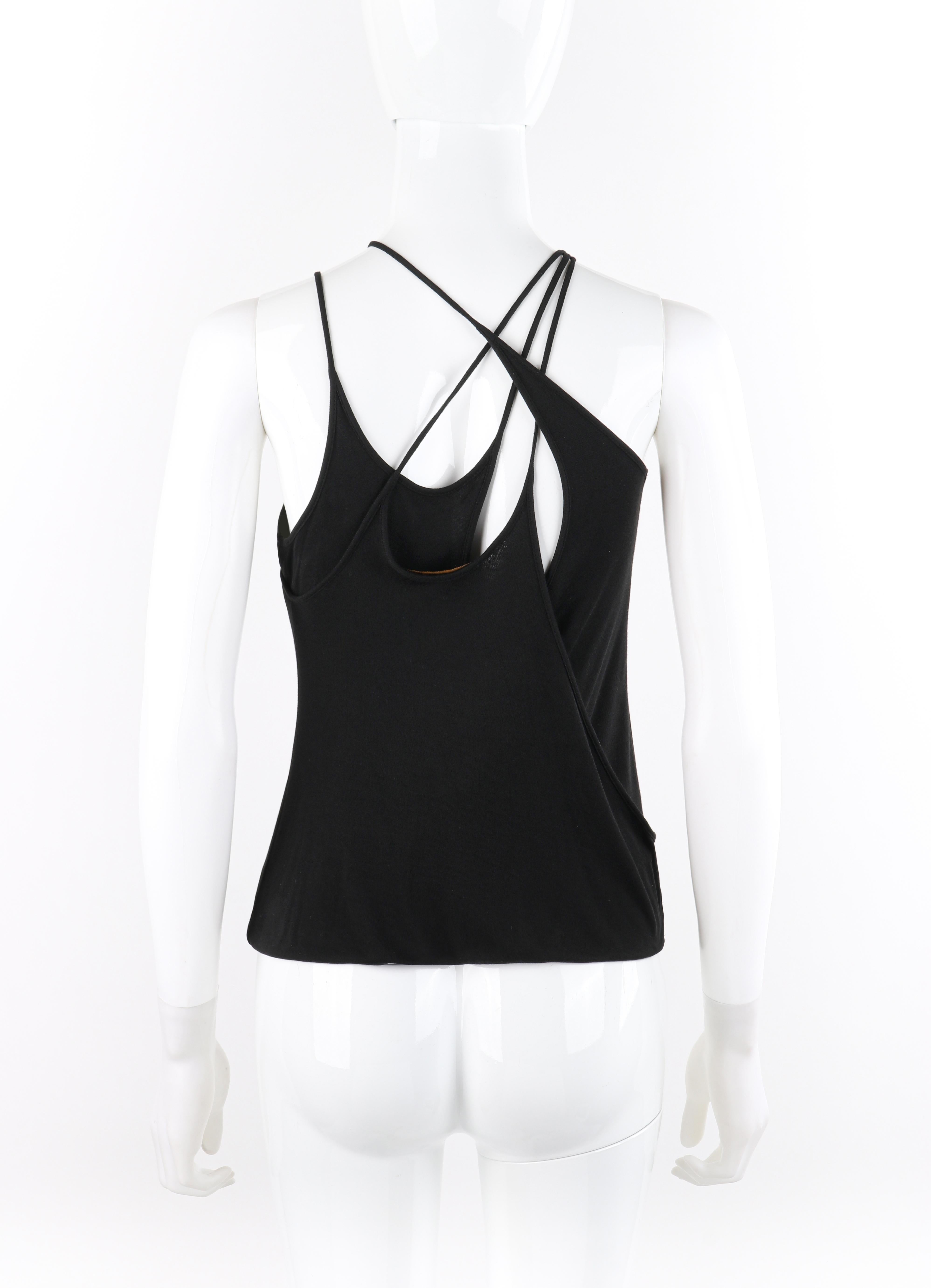 ALEXANDER McQUEEN S/S 2002 Black Multiway Five Strap Crisscross Knit Tank Top  In Good Condition For Sale In Thiensville, WI