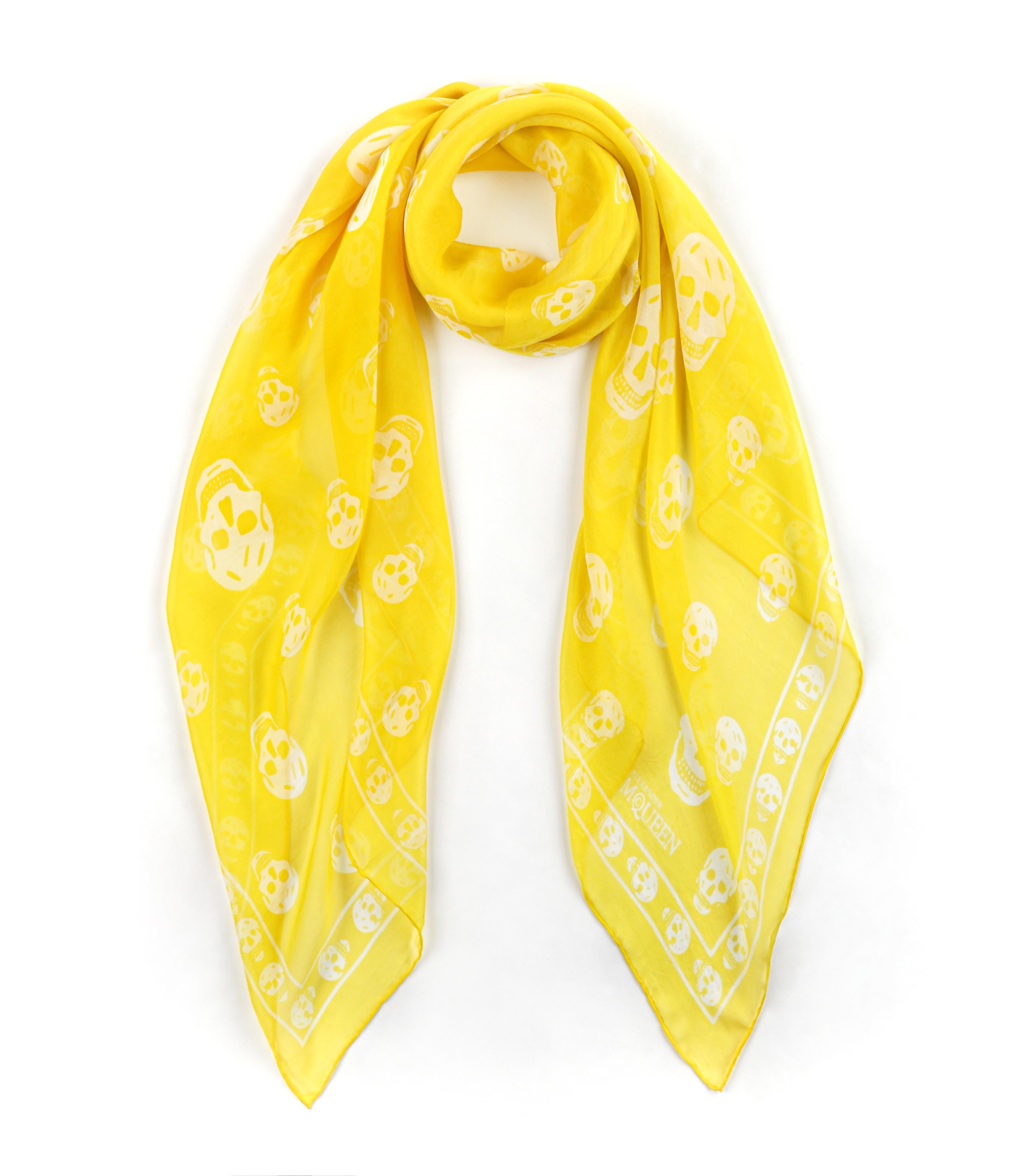 yellow alexander mcqueen skull scarf