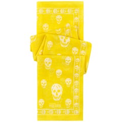 ALEXANDER McQUEEN S/S 2003 Classic Yellow White Skull Print Silk Square Scarf