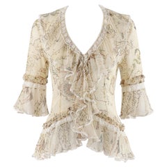 ALEXANDER McQUEEN S/S 2003 "Irene" Jabot Rüschenbluse mit Schatztruhenmuster