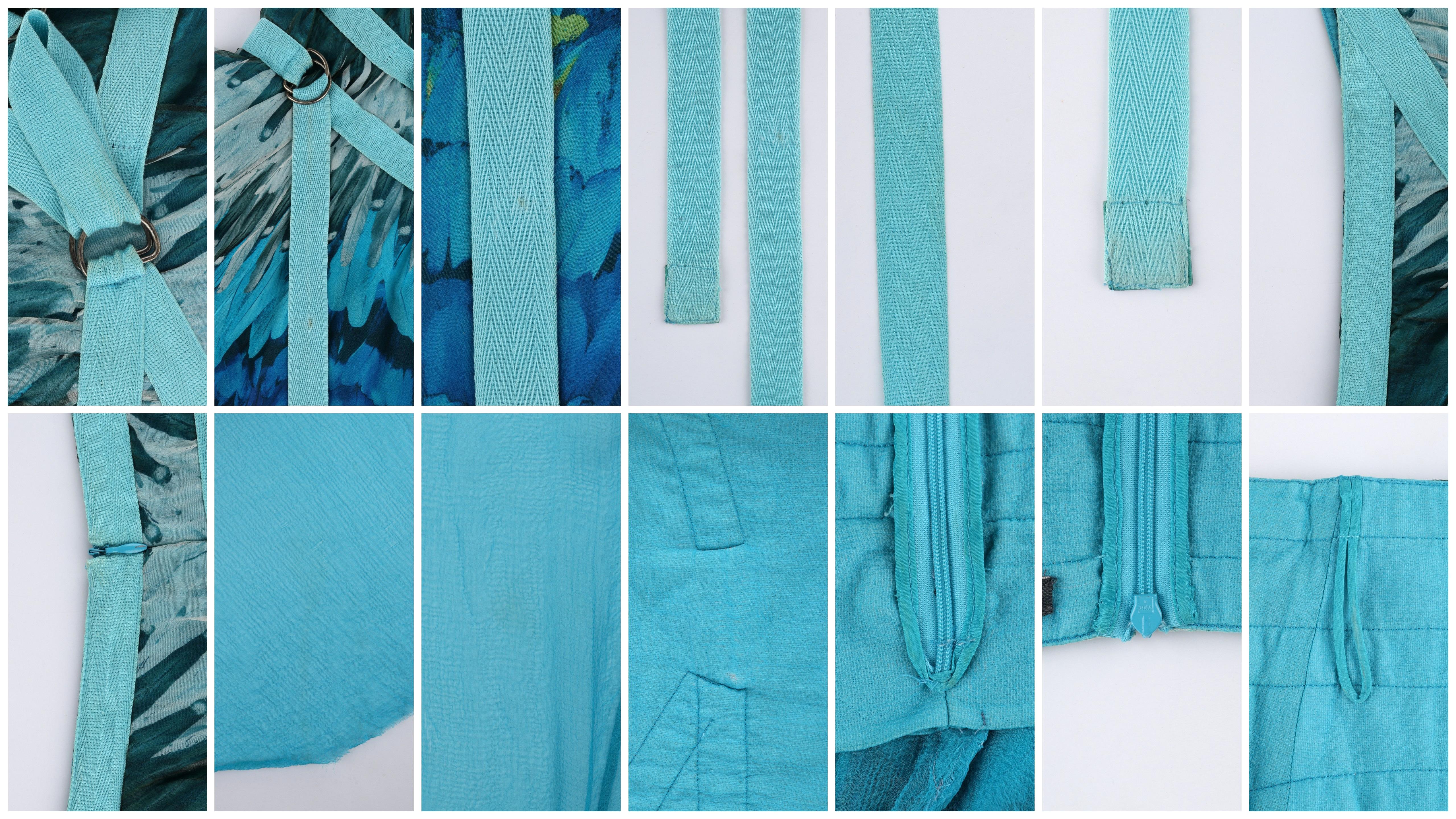 ALEXANDER McQUEEN S/S 2003 “Irere” Blue Feather Silk Handkerchief Hem Midi Skirt 8