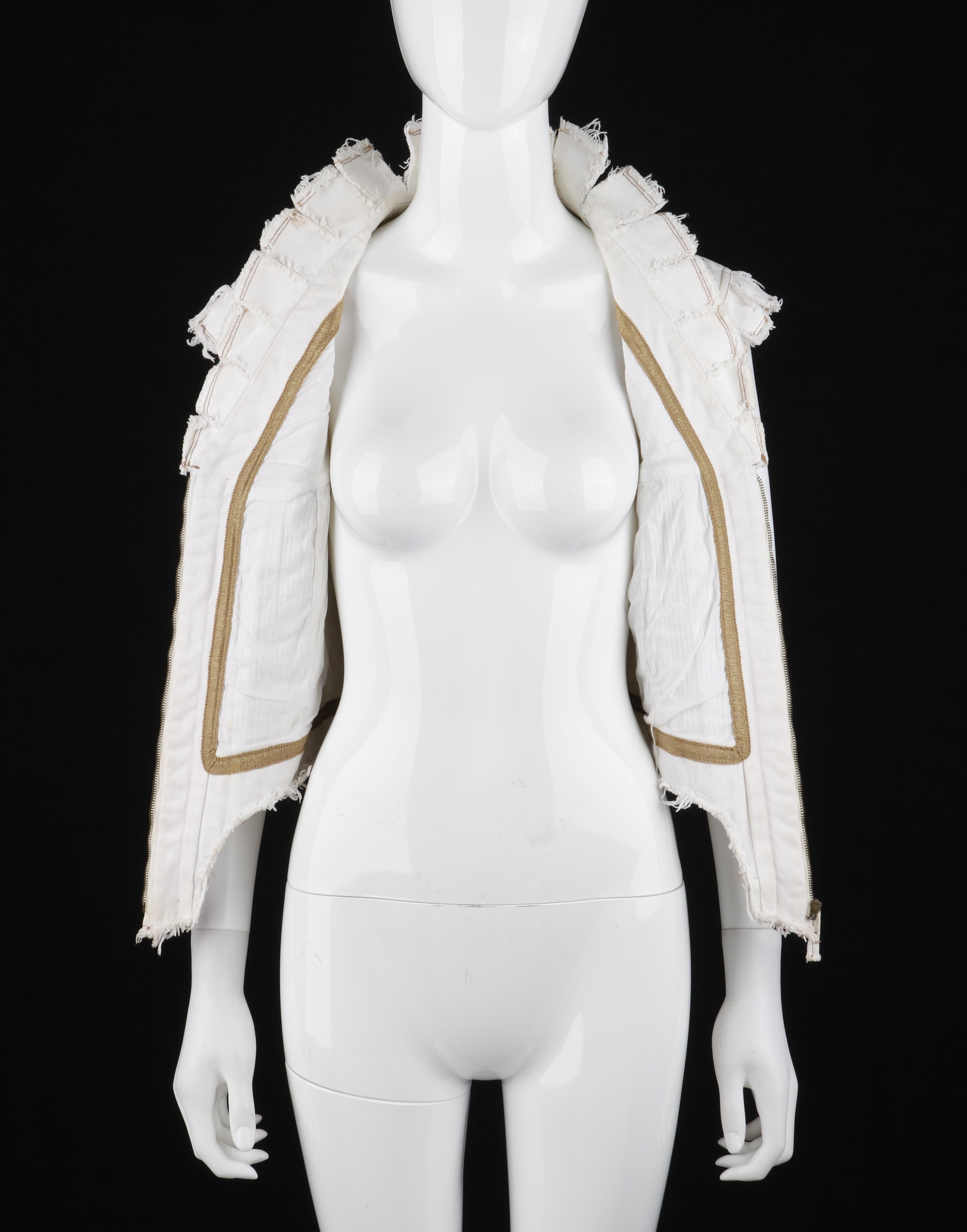 Alexander McQueen - Giacca gilet con pannello in pelle e linguetta tagliata - P/E 2003 