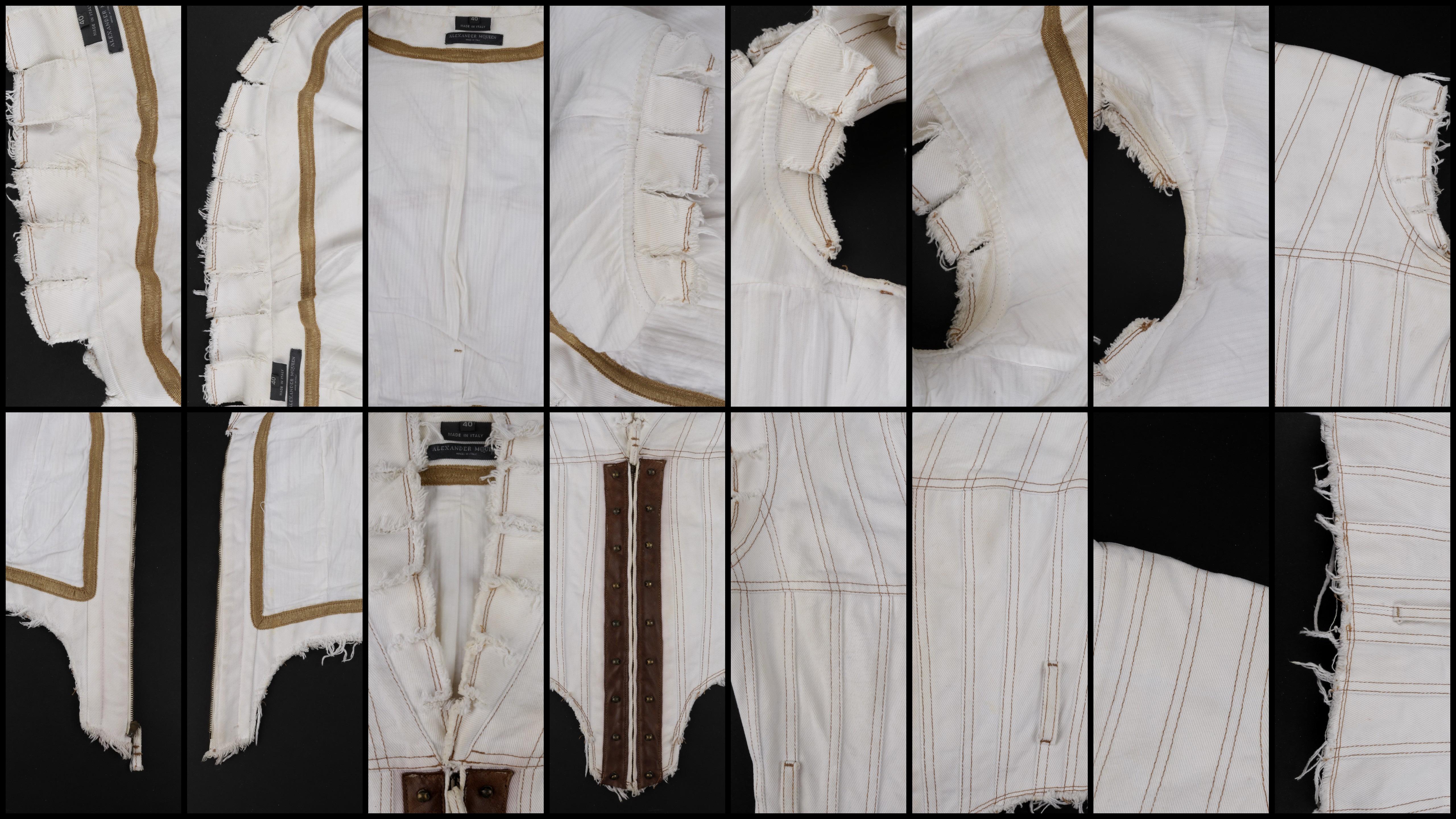 Alexander McQueen - Giacca gilet con pannello in pelle e linguetta tagliata - P/E 2003 