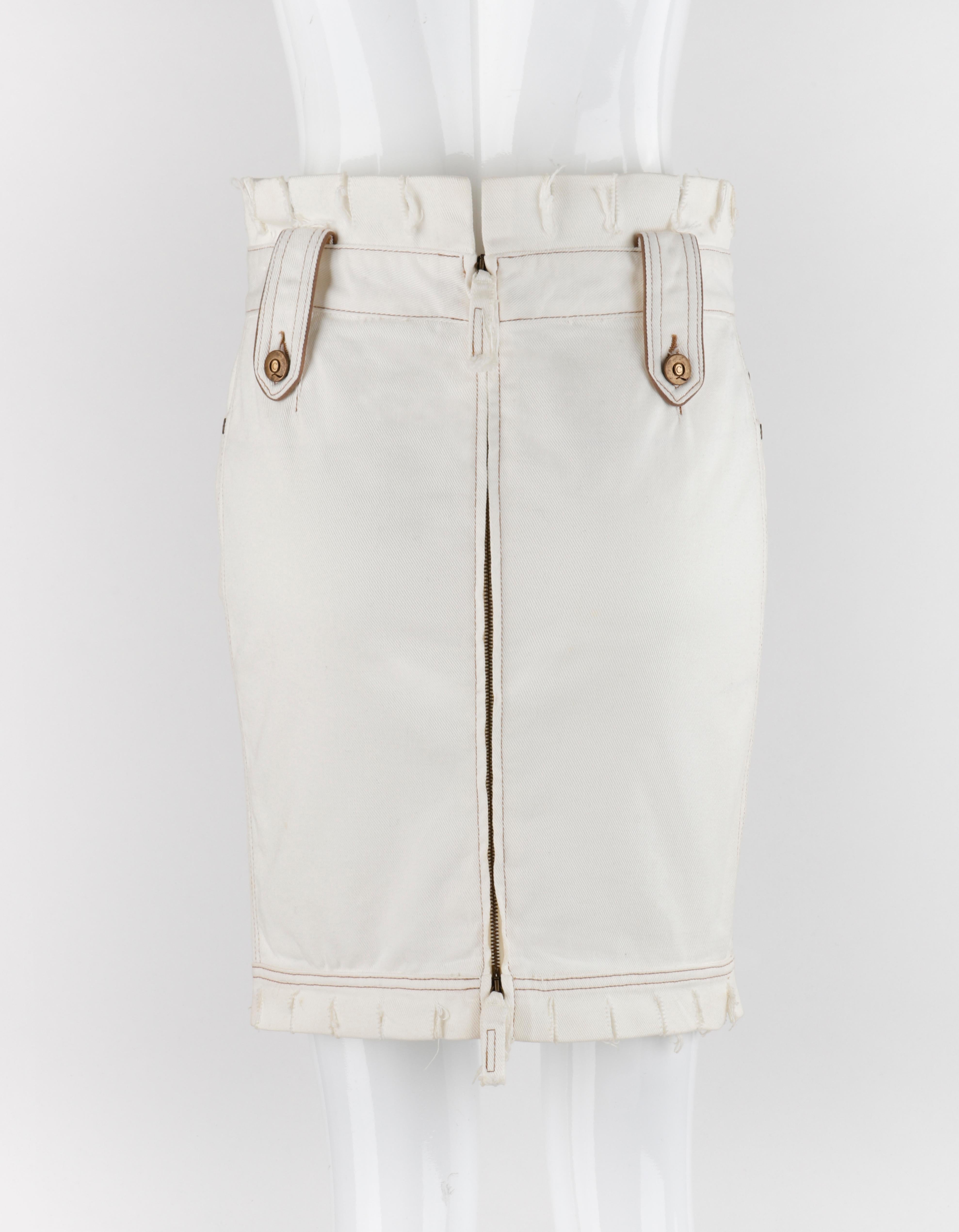 off white leather skirt