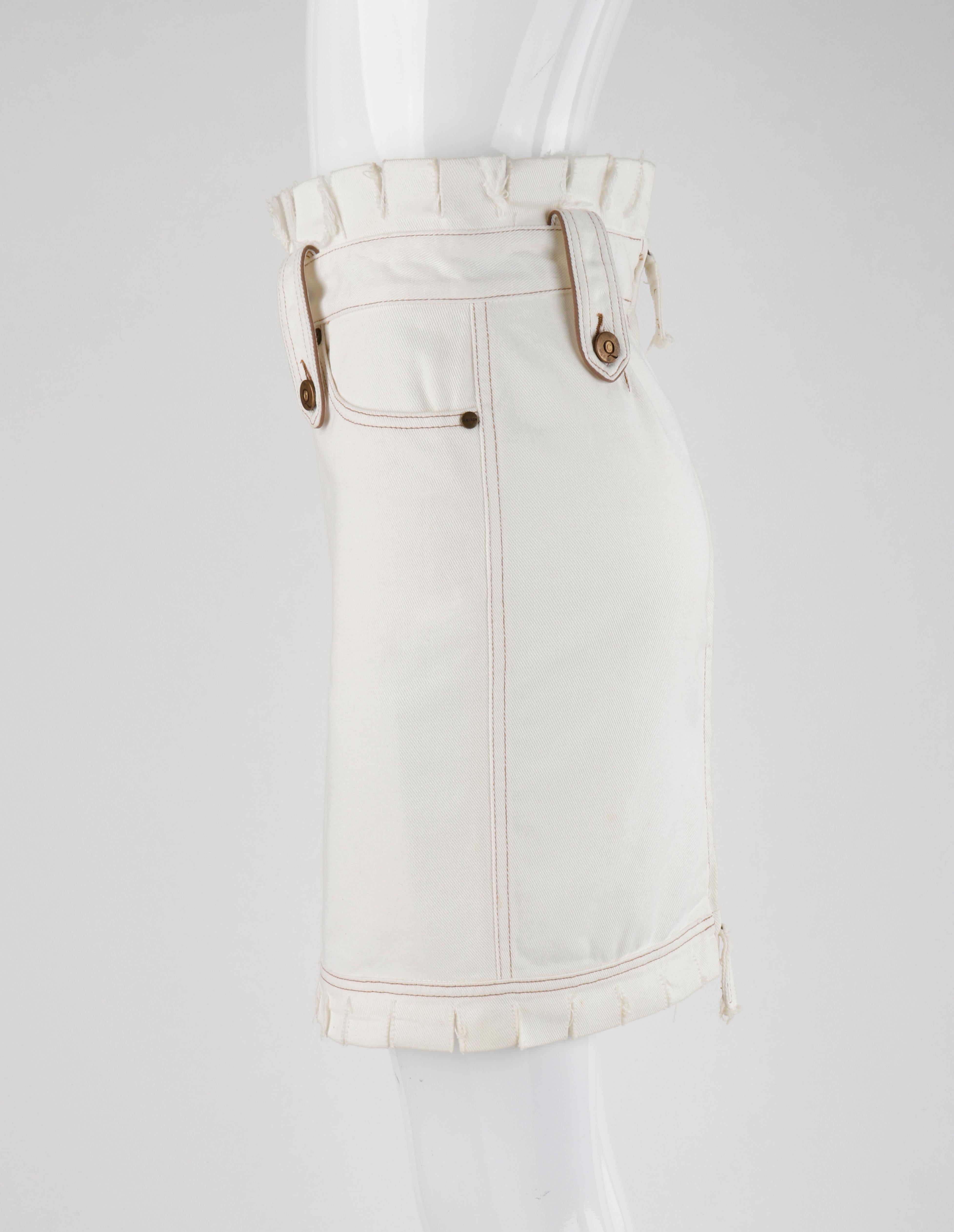 white knee length denim skirt
