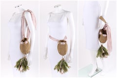 ALEXANDER McQUEEN S/S 2003 “Irere” Sueded Leather Feather Purse With Silk Scarf