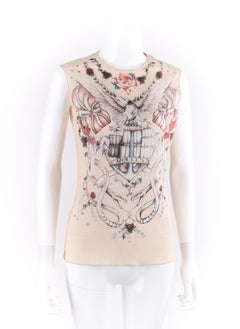 Alexander McQueen S/S 2003 Silk Nude Eagle Tattoo Print Tank Top