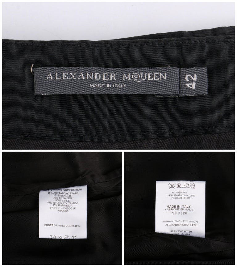 ALEXANDER McQUEEN S/S 2004 Black Champagne Lace Flared High Low Trumpet ...