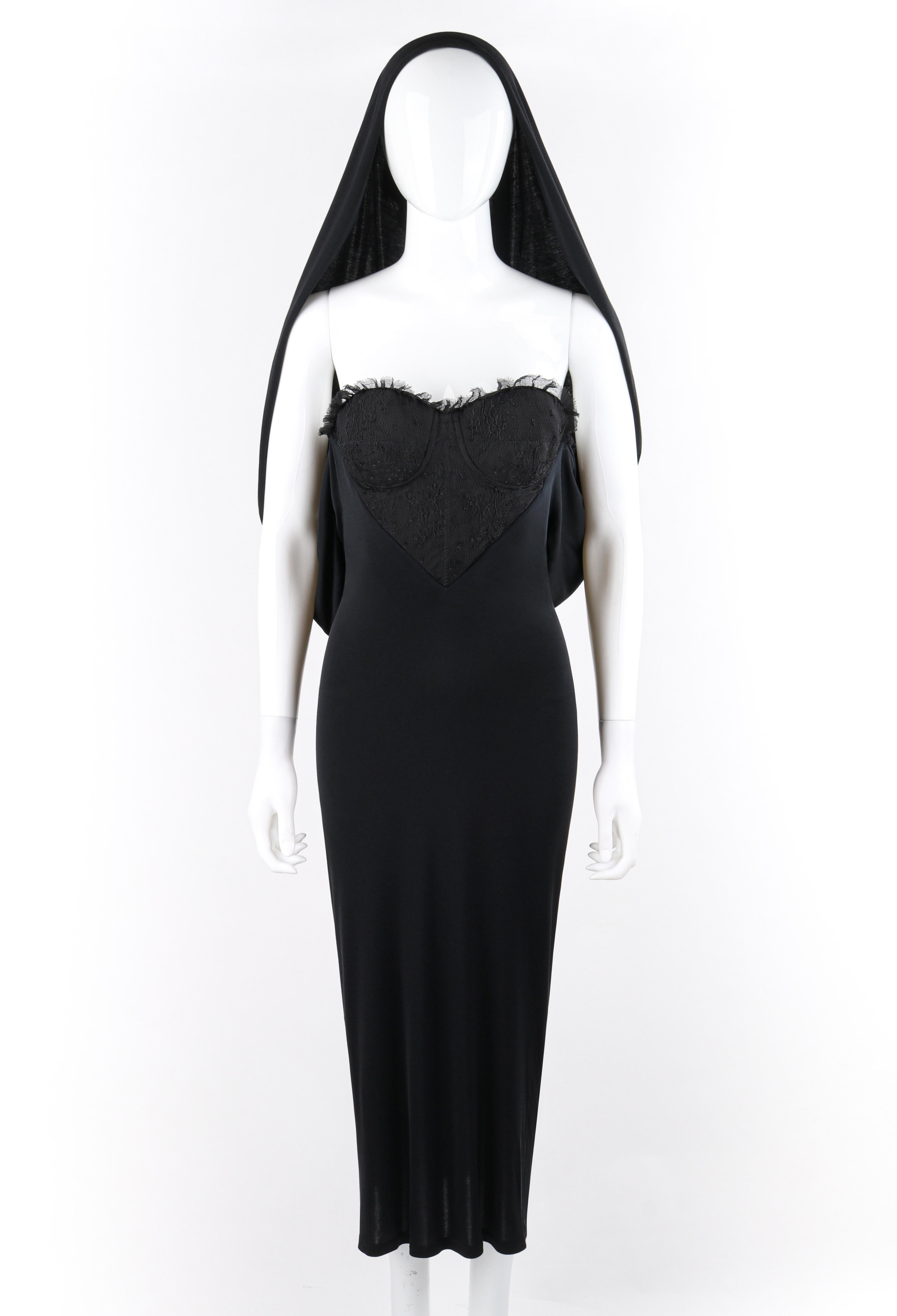 Women's ALEXANDER McQUEEN S/S 2004 Black Multiway Bustier Midi Length Evening Dress  For Sale
