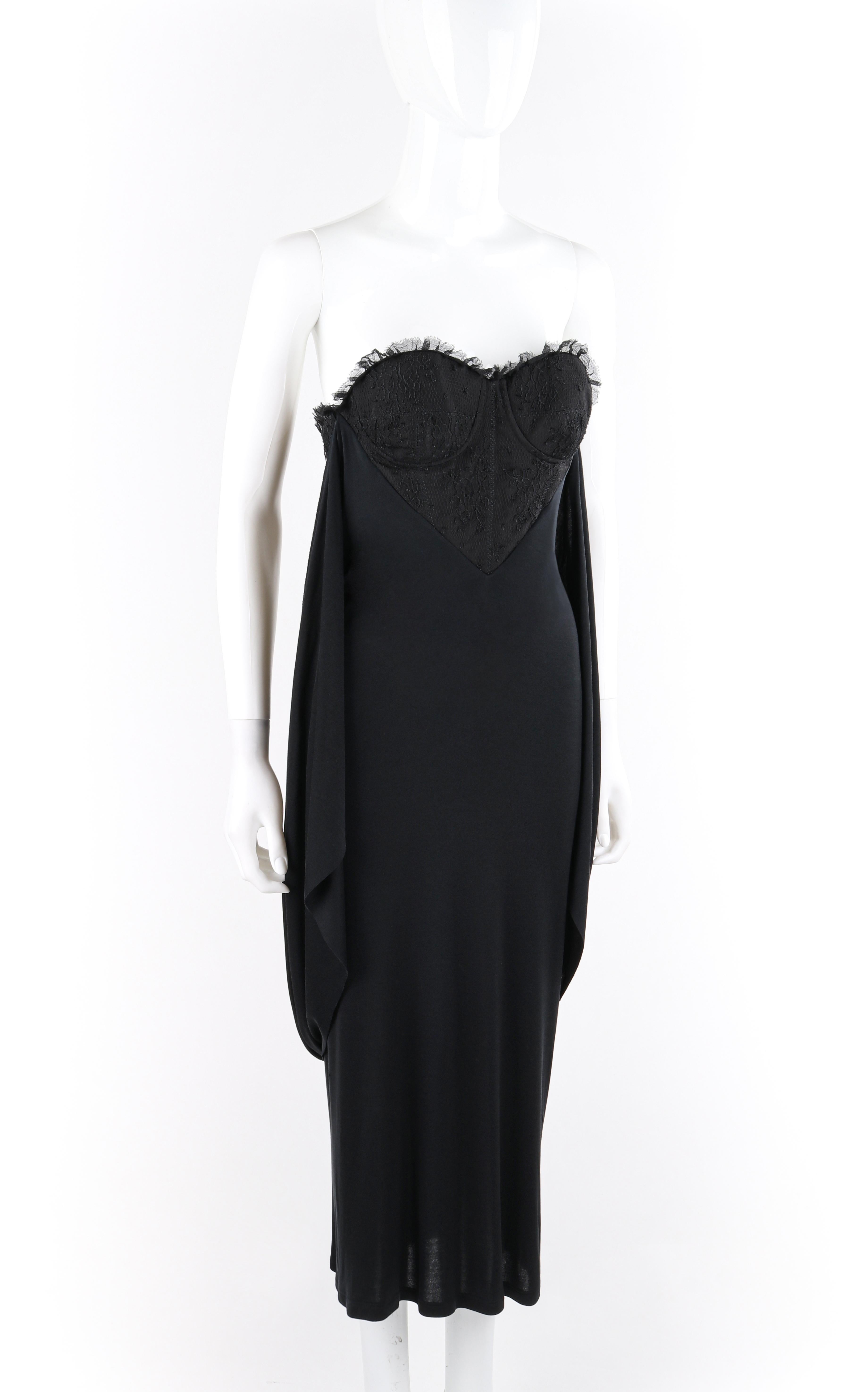 ALEXANDER McQUEEN S/S 2004 Black Multiway Bustier Midi Length Evening Dress For Sale 2