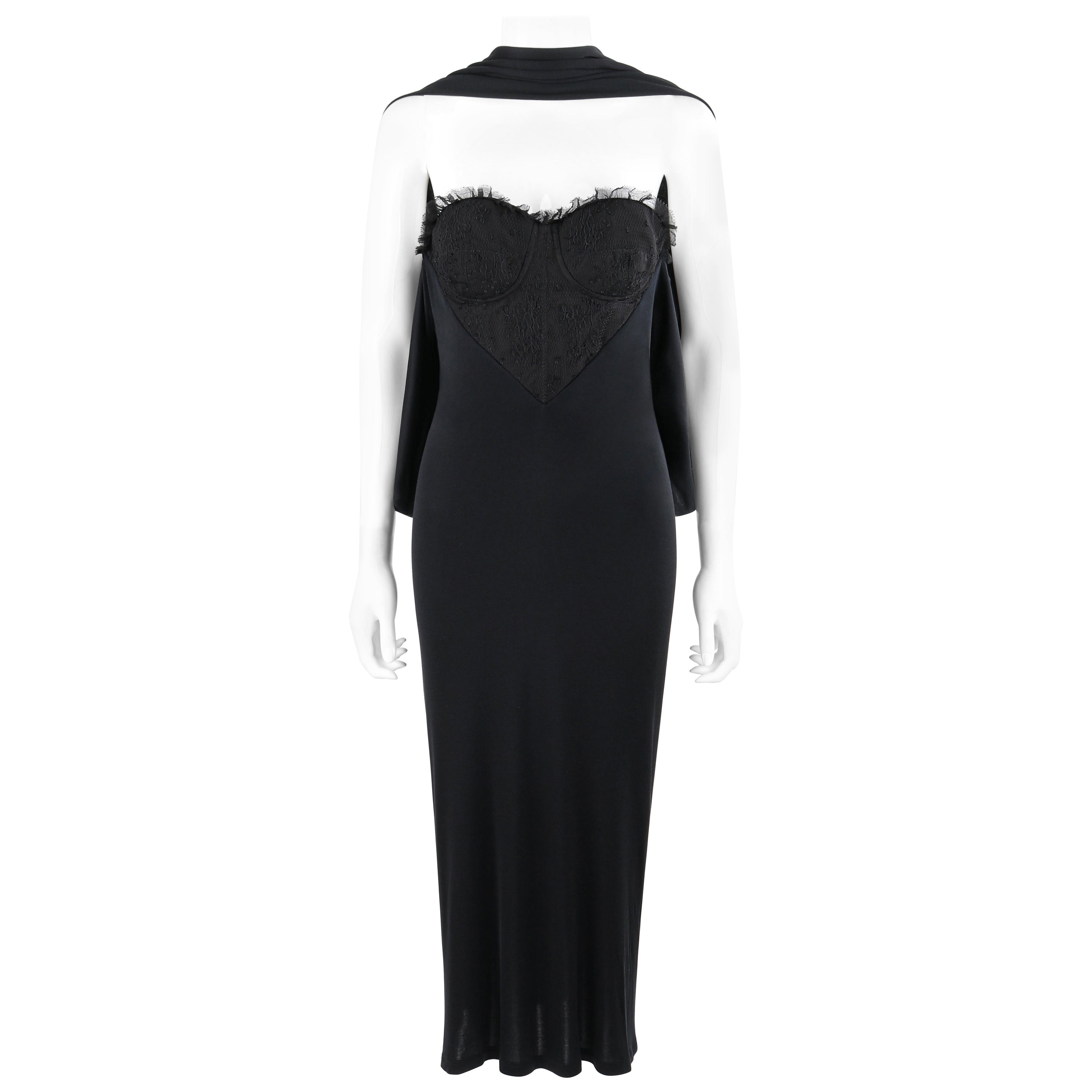 ALEXANDER McQueen - P/E 2004 - Abito da sera midi con bustier a più vie in nero