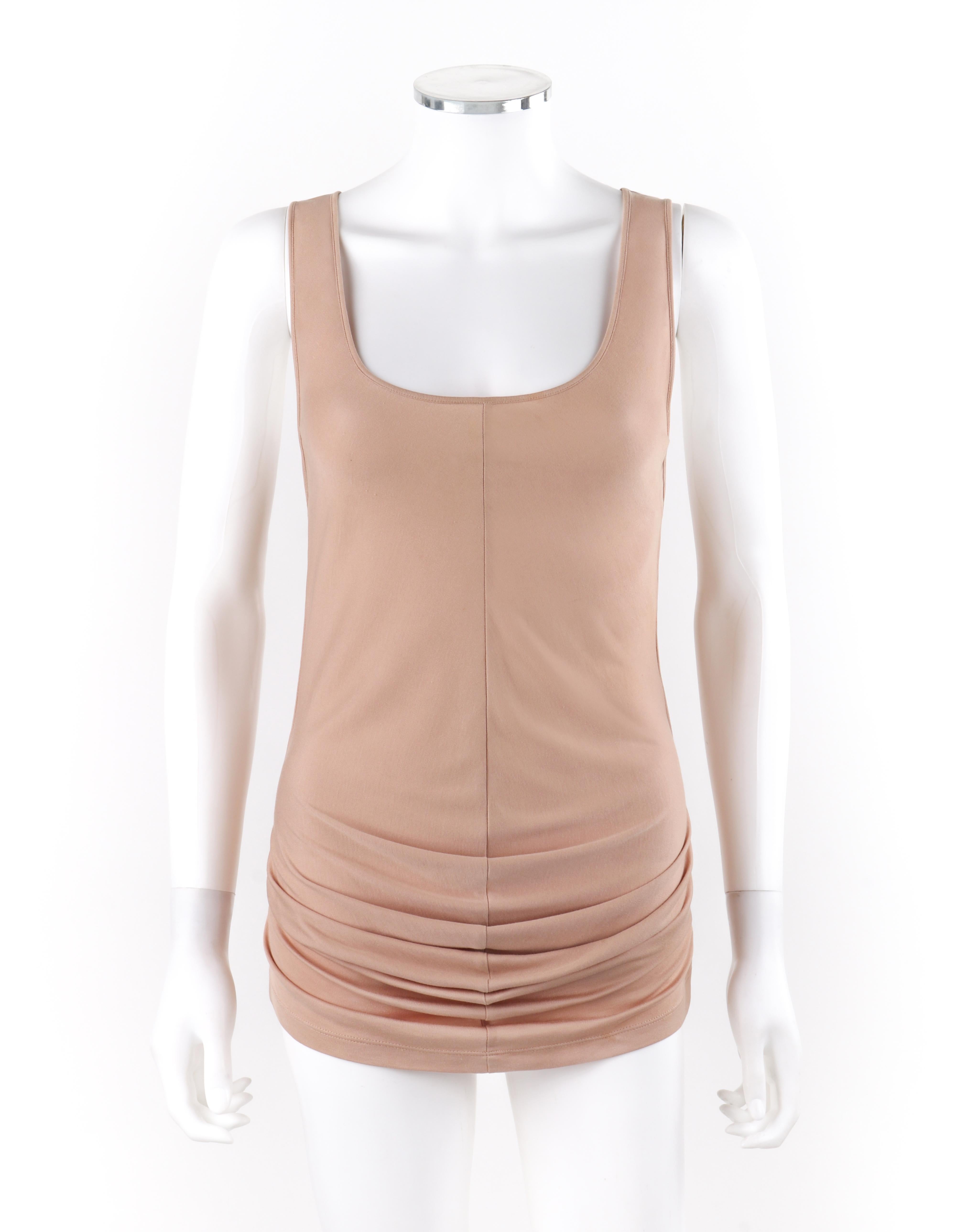 ALEXANDER McQUEEN S/S 2004 “Deliverance” Pink Draped Scoop-Neck Knit Tank Top 
Brand / Manufacturer: Alexander McQueen
Collection: S/S 2004 “Deliverance” 
Designer: Alexander McQueen
Style: Tanktop
Color(s): Light pink
Lined: No
Marked Fabric