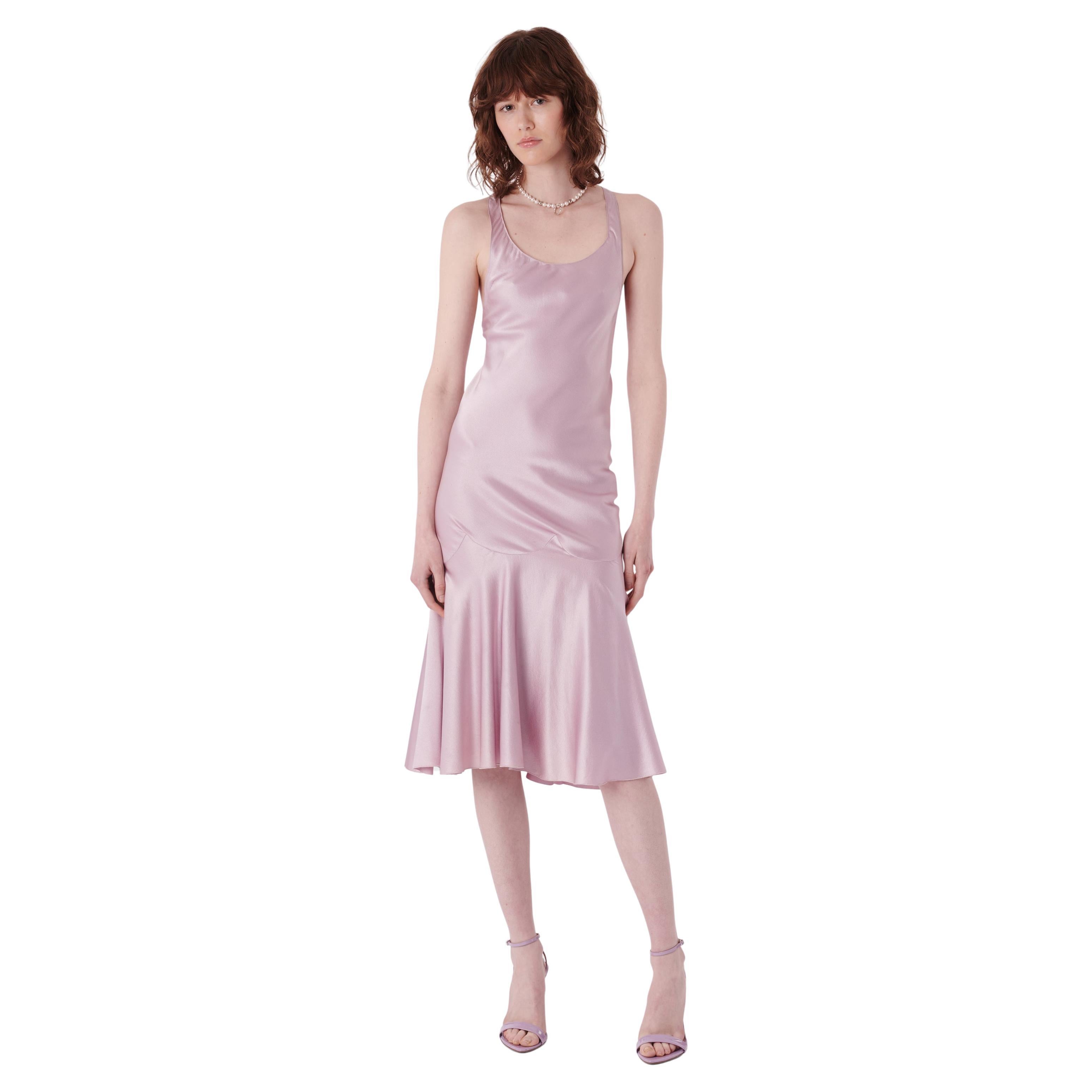 Alexander McQueen S/S 2004 Lilac Silk Midi Dress For Sale