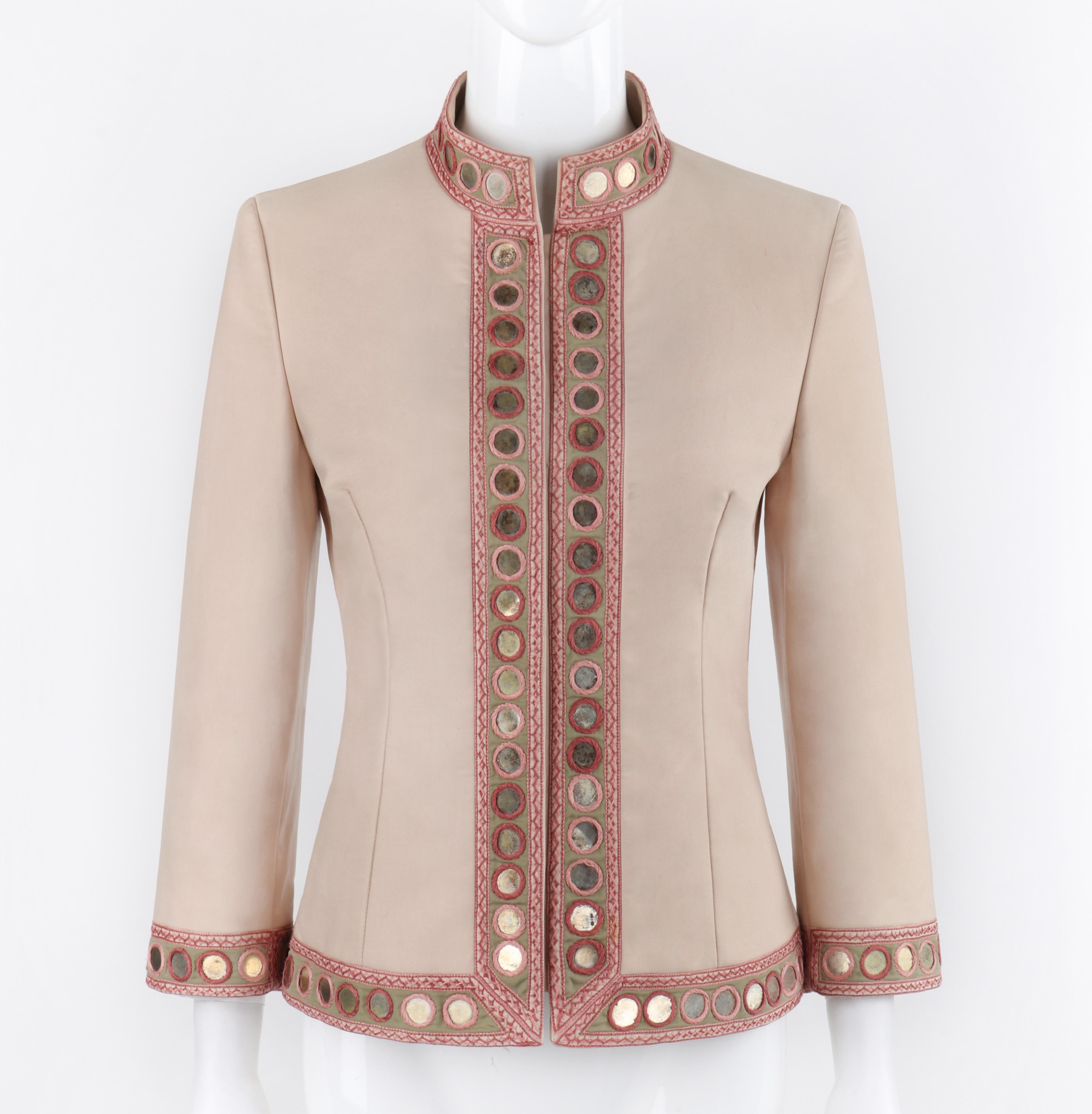 ALEXANDER McQUEEN S/S 2005 Beige Pink Gold Coin Embroidered Collared Button Up Jacket

Brand / Manufacturer: Alexander McQueen
Collection: Spring / Summer 2005
Designer: Alexander McQueen
Style: Jacket
Color(s): Shades of pink, beige, gold, and