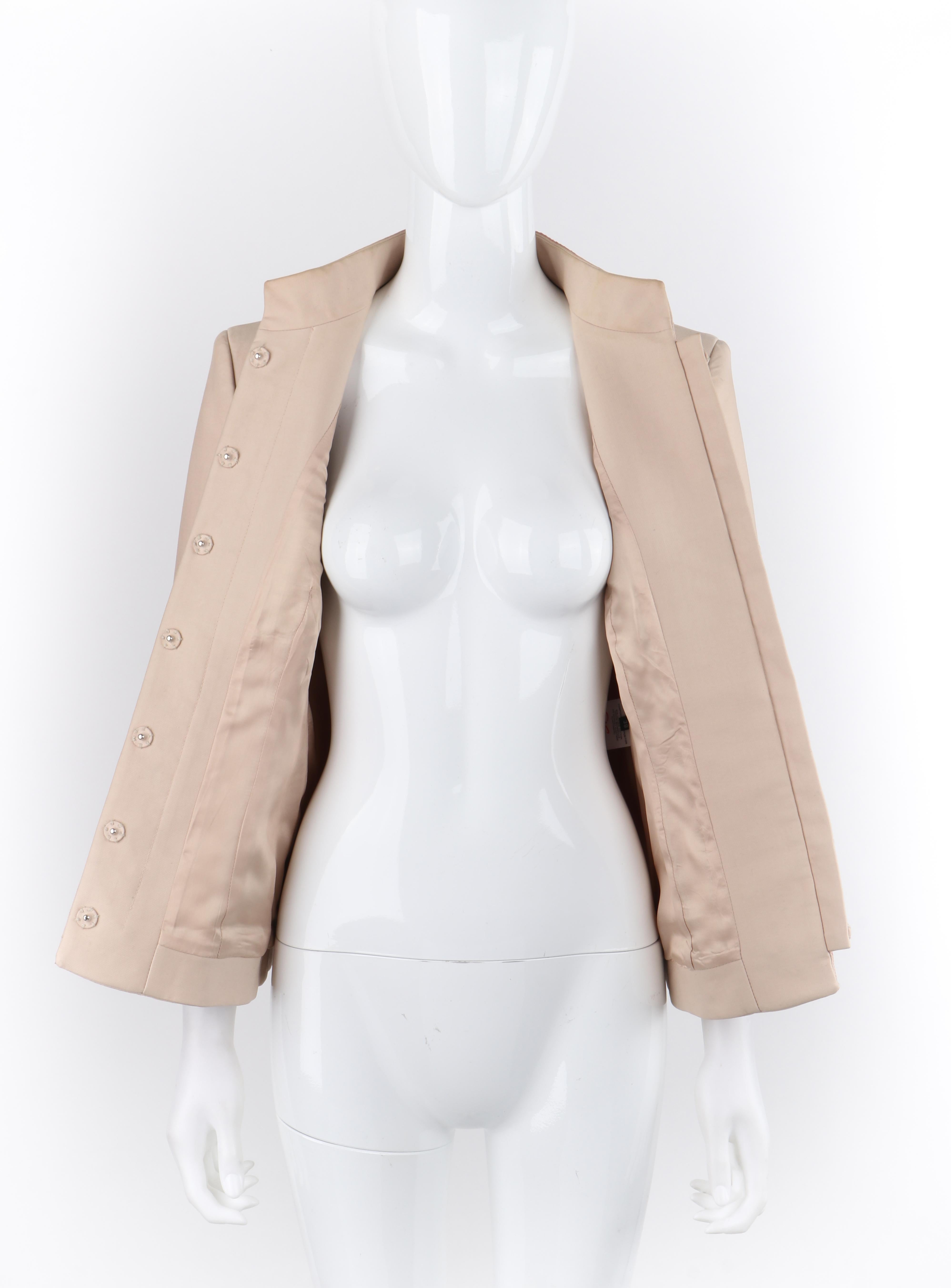 ALEXANDER McQUEEN F/S 2005 Beigefarbene Jacke mit besticktem Kragen und Knopfleiste aus Goldmünze im Angebot 4
