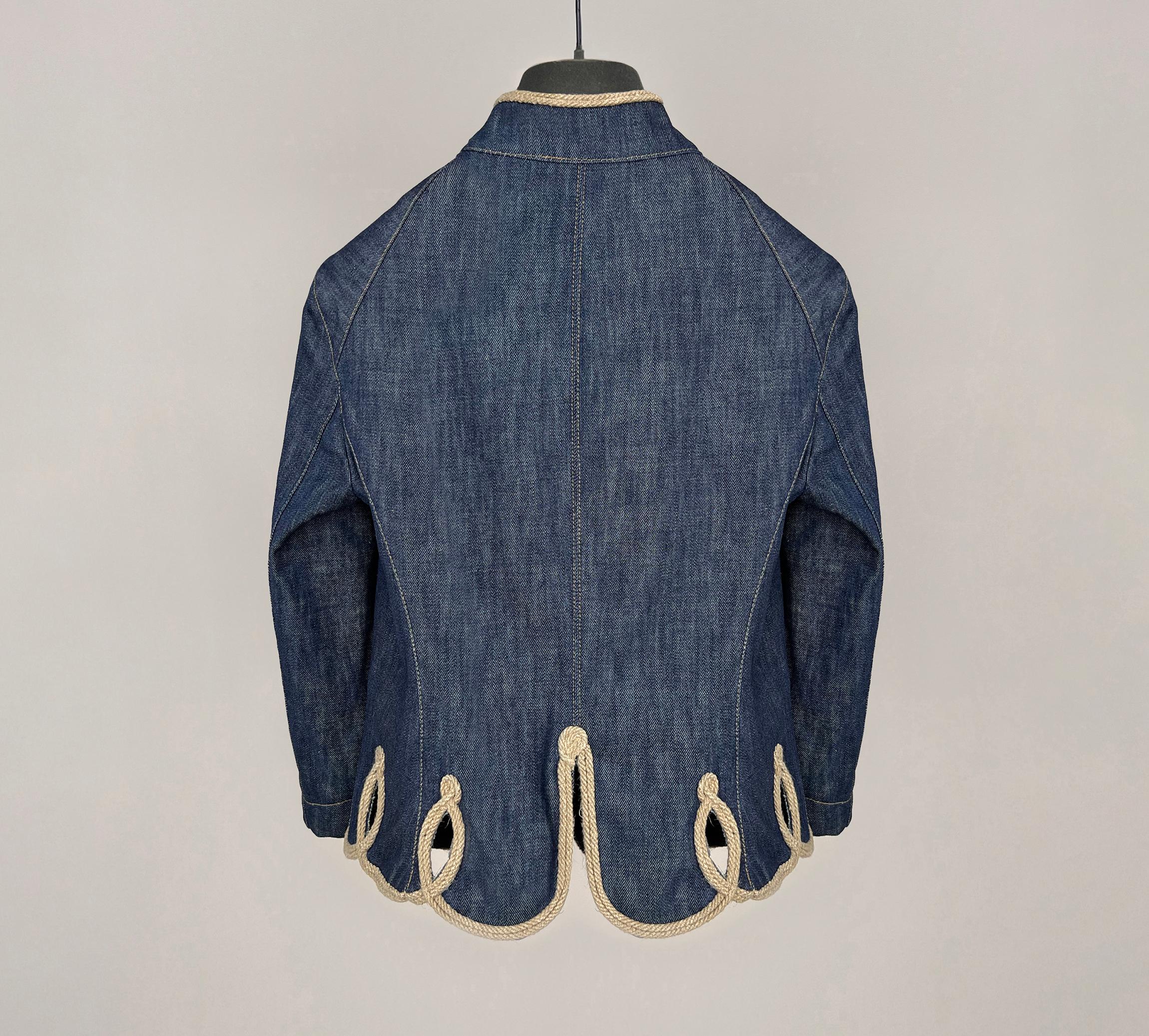 Black Alexander McQueen S/S 2005 Denim Embroidery Jacket 