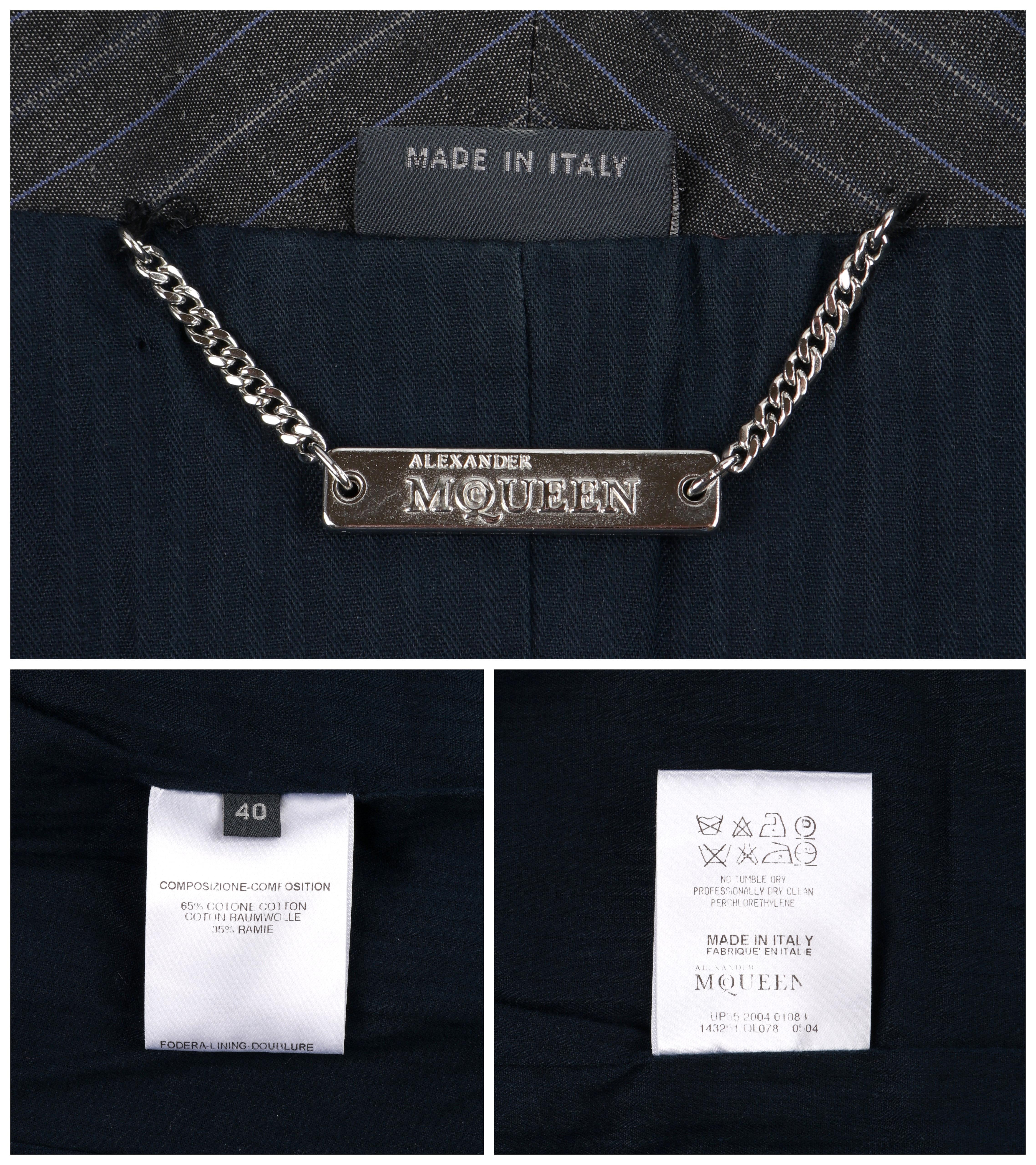 ALEXANDER McQUEEN S/S 2005 Grey Pinstripe Sailor Blazer Jacket Shawl Collar 5