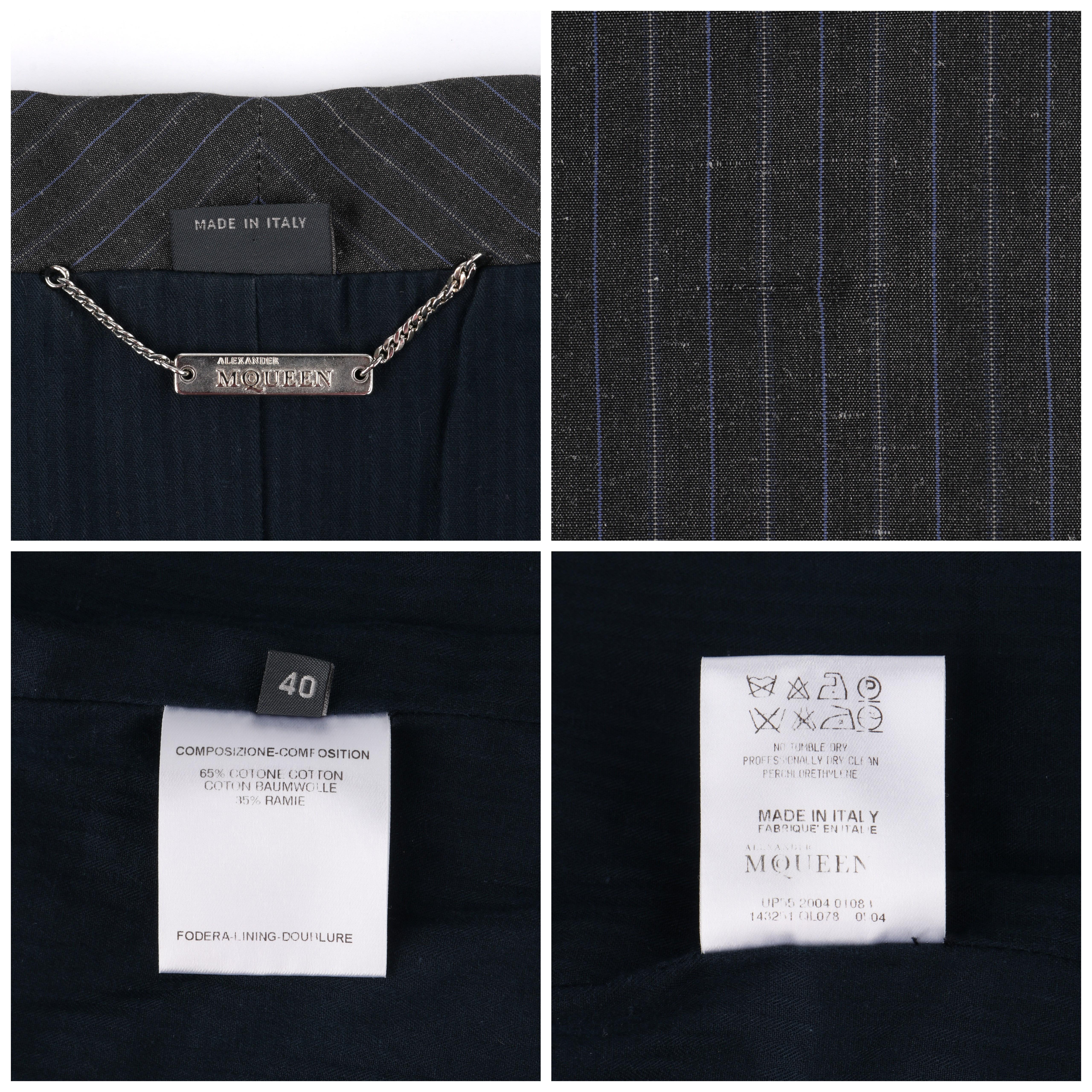 ALEXANDER McQUEEN S/S 2005 Grey Pinstripe Sailor Blazer Jacket Shawl Collar  For Sale 4