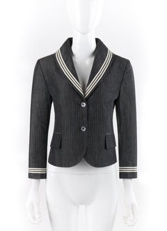 ALEXANDER McQUEEN S/S 2005 Grey Pinstripe Sailor Blazer Jacket Shawl Collar