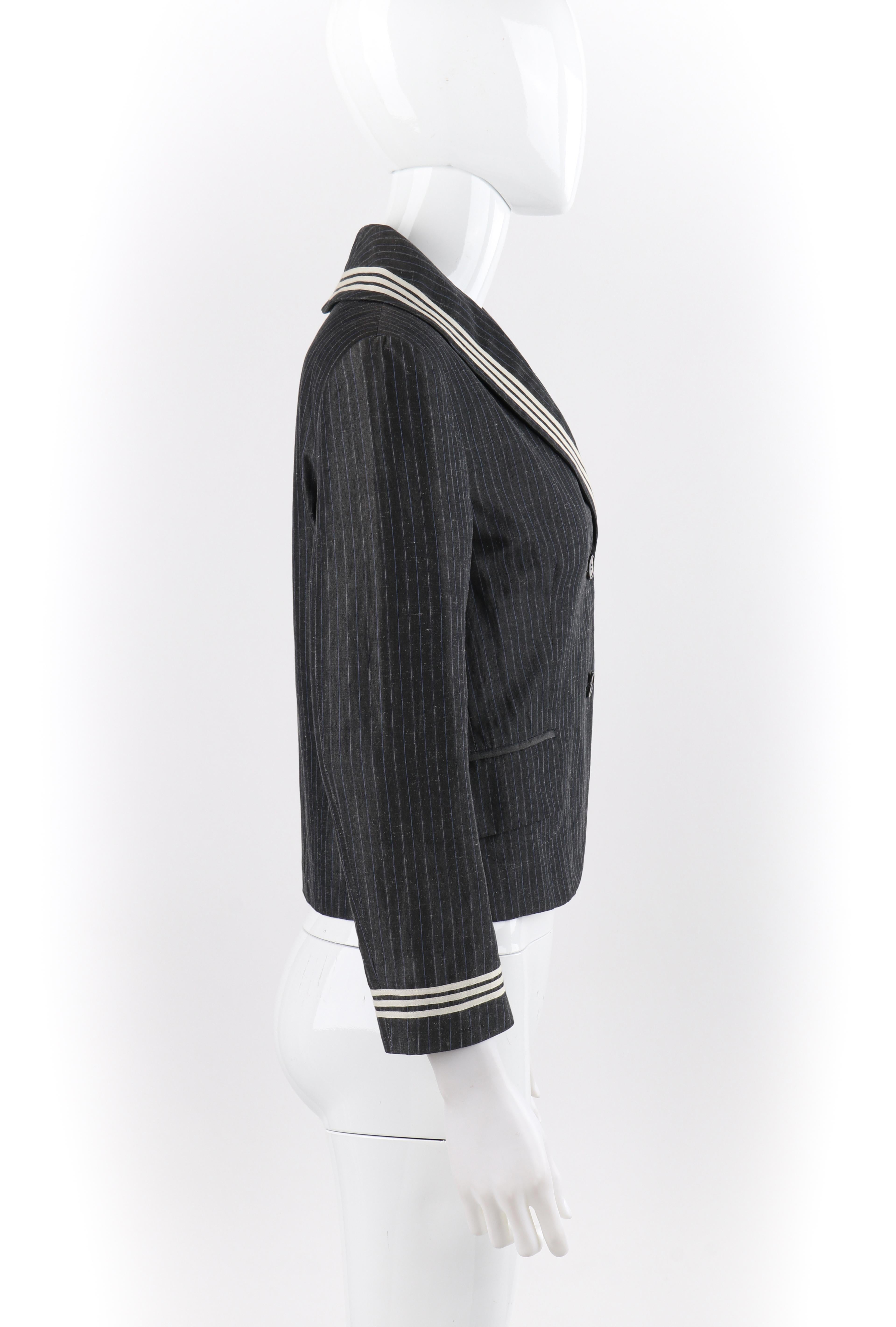 ALEXANDER McQUEEN S/S 2005 Grey Pinstripe Sailor Blazer Jacket Shawl Collar In Good Condition In Thiensville, WI
