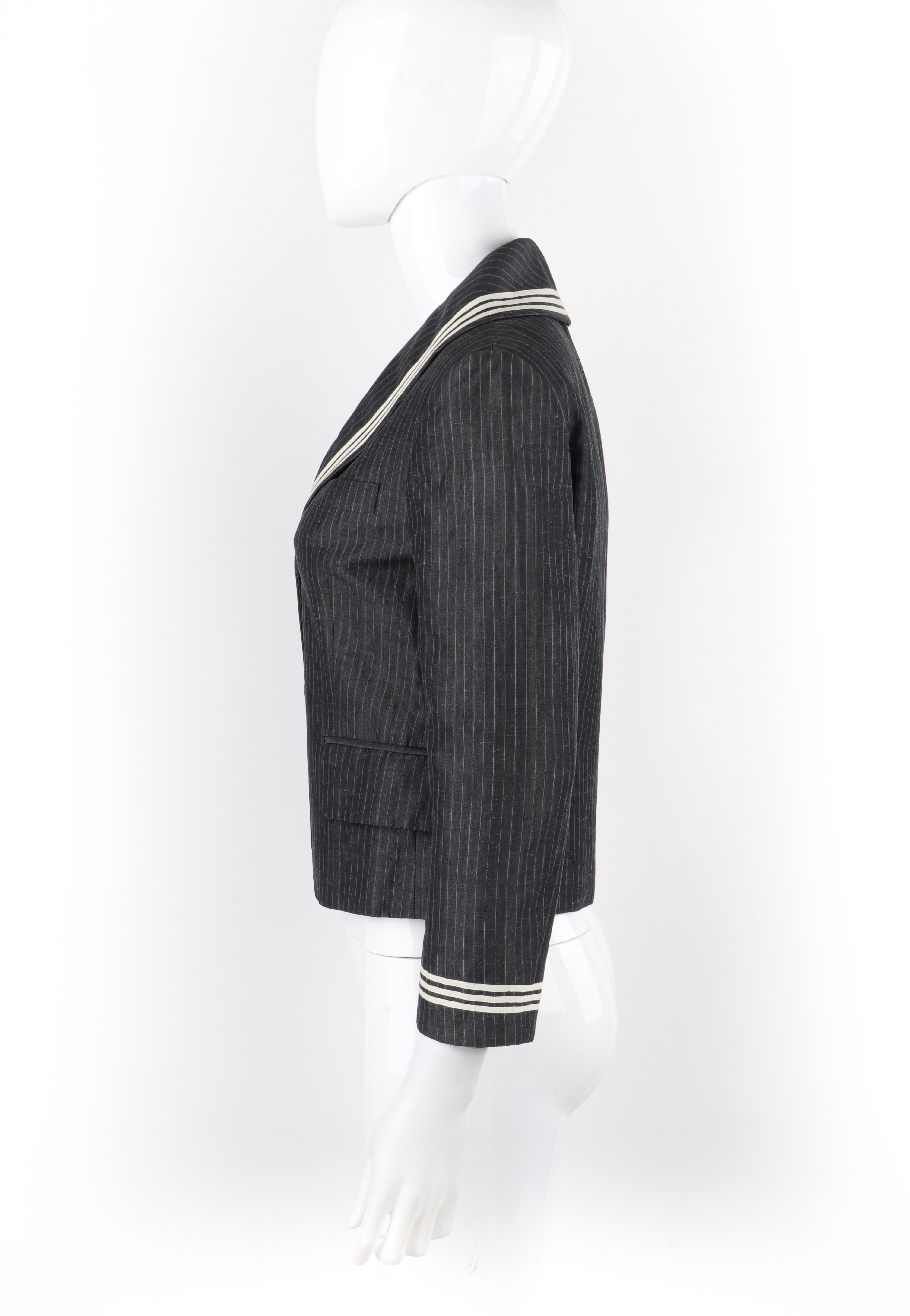 ALEXANDER McQUEEN S/S 2005 Grey Pinstripe Sailor Blazer Jacket Shawl Collar  For Sale 1