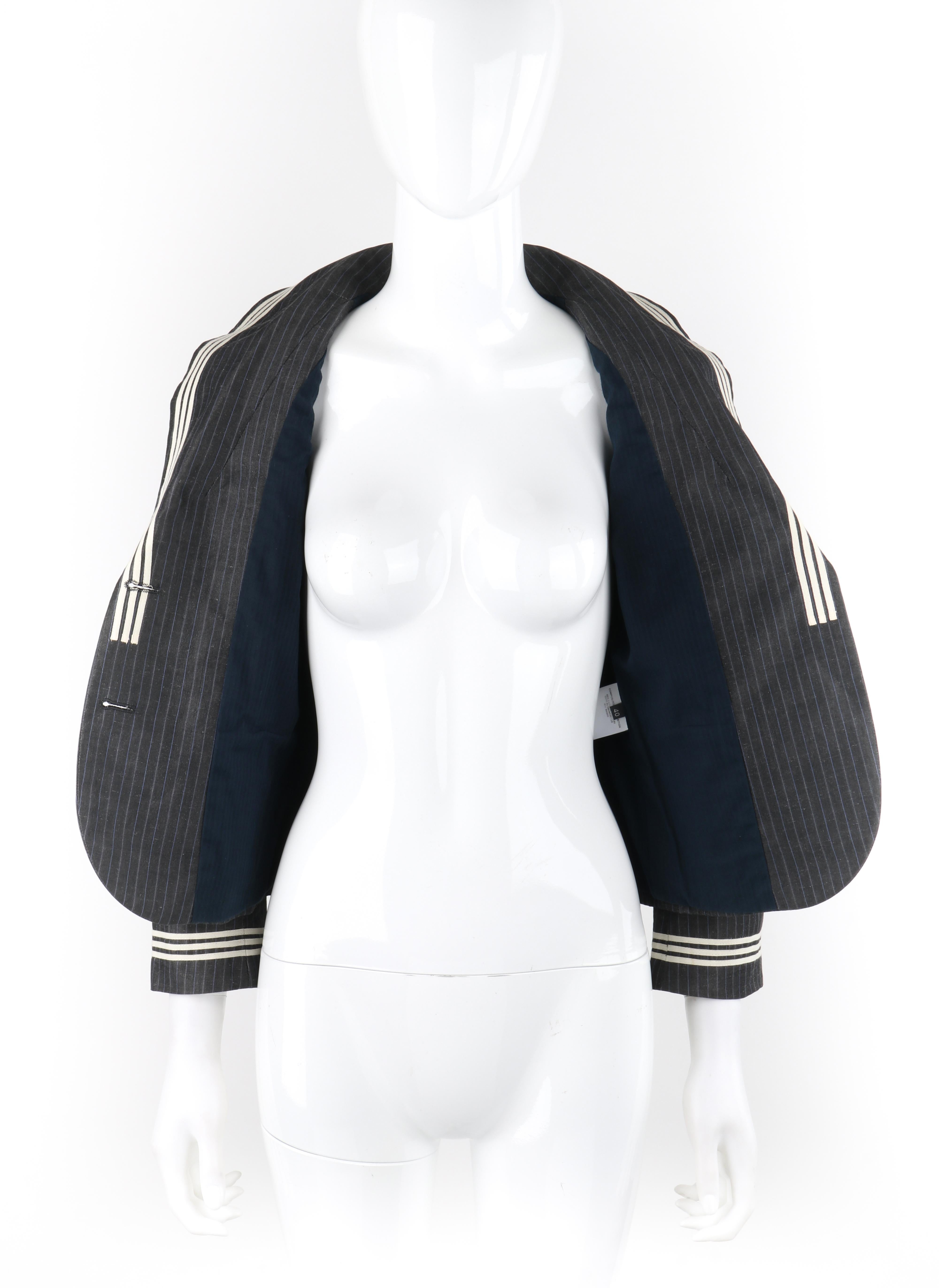 ALEXANDER McQUEEN S/S 2005 Grey Pinstripe Sailor Blazer Jacket Shawl Collar  For Sale 2