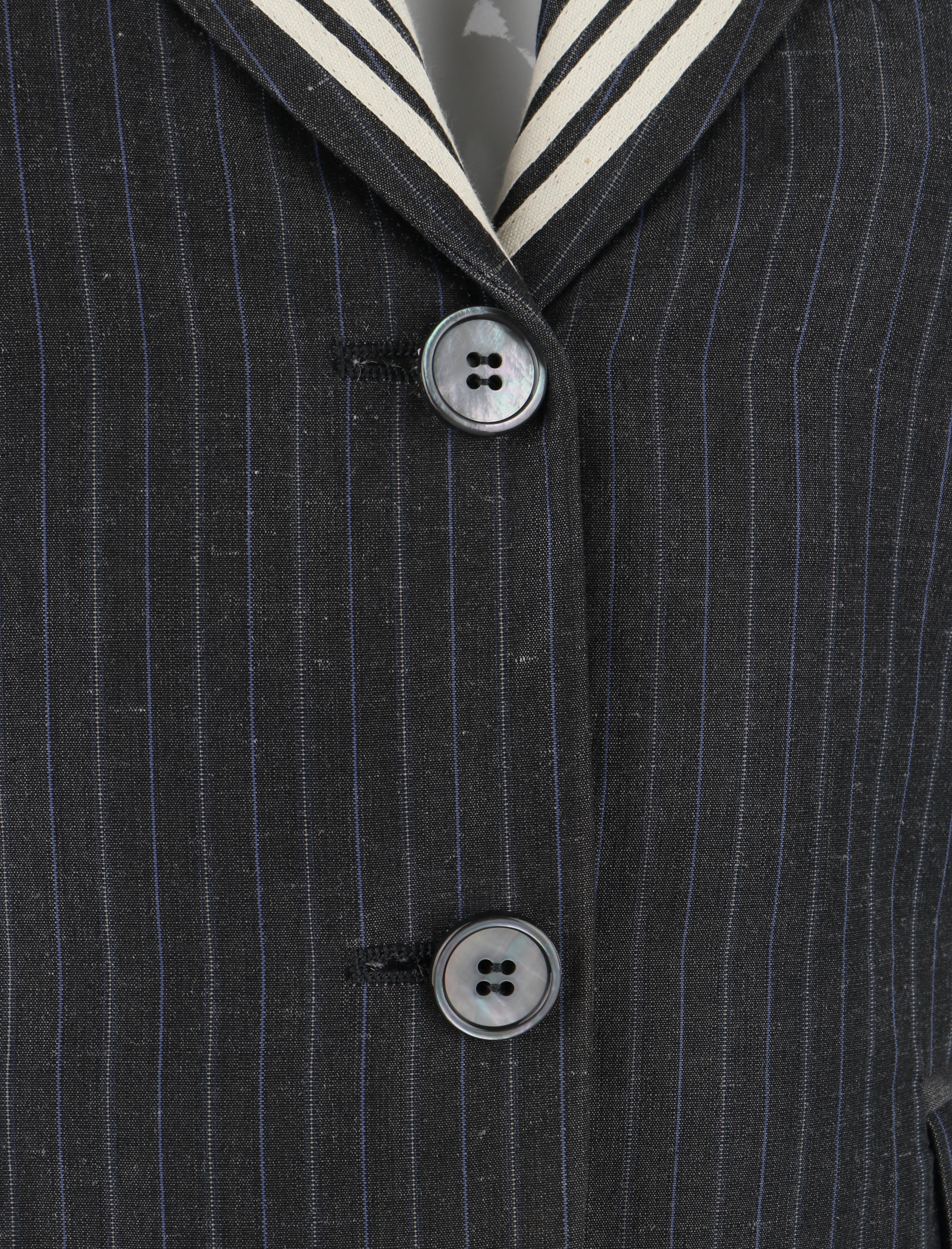 ALEXANDER McQUEEN S/S 2005 Grey Pinstripe Sailor Blazer Jacket Shawl Collar  For Sale 3