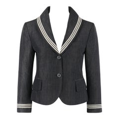 ALEXANDER McQUEEN S/S 2005 Grey Pinstripe Sailor Blazer Jacket Shawl Collar