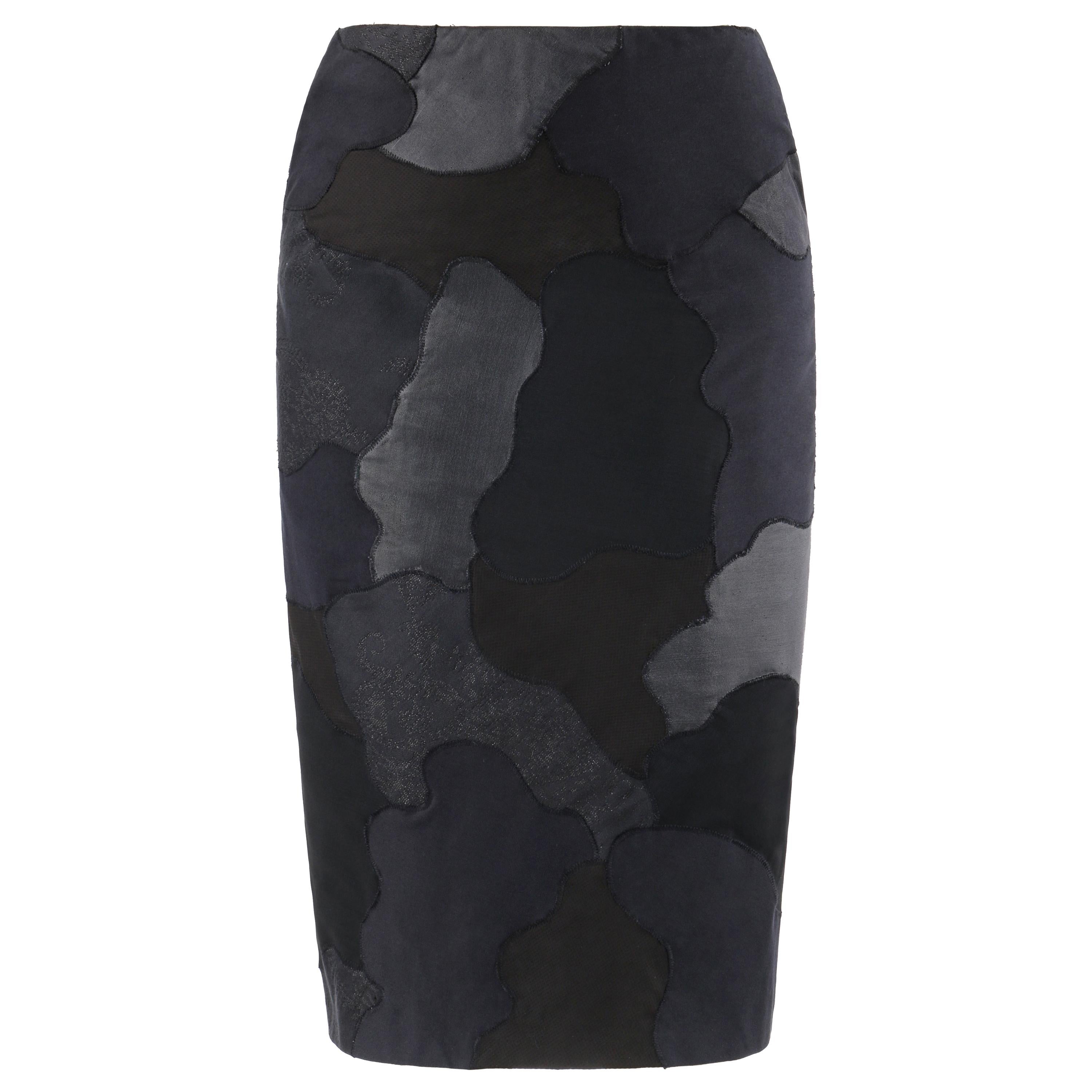 ALEXANDER McQUEEN S/S 2005 "It's Only A Game" Black Abstract Panel Pencil Skirt 
