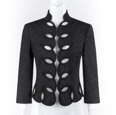 ALEXANDER McQUEEN S/S 2005 "It's Only A Game" Black Eyelet Trim Collared Jacket