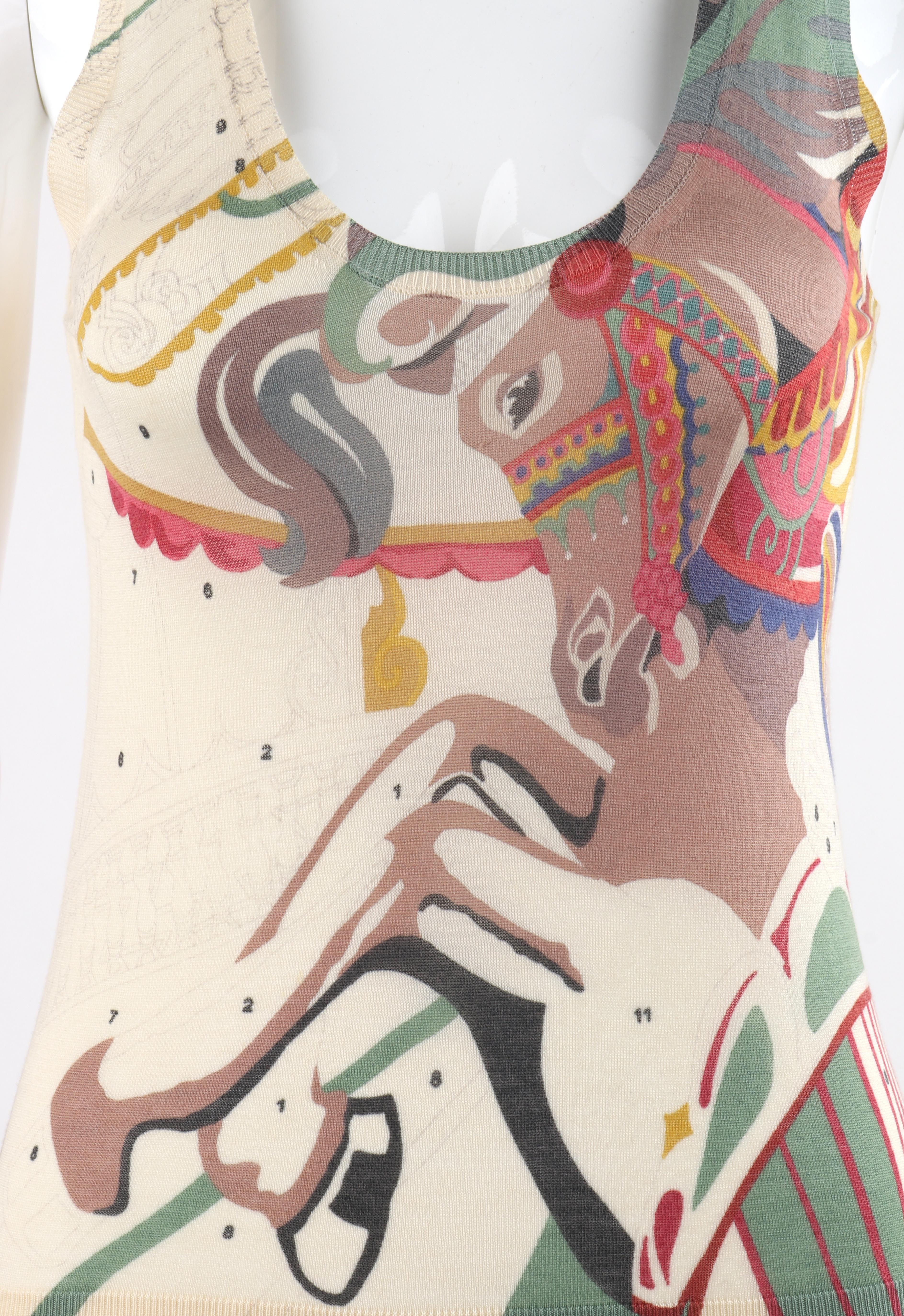 ALEXANDER McQUEEN S/S 2005 “It's Only a Game” Carousel Horse Sleeveless Knit Top 2