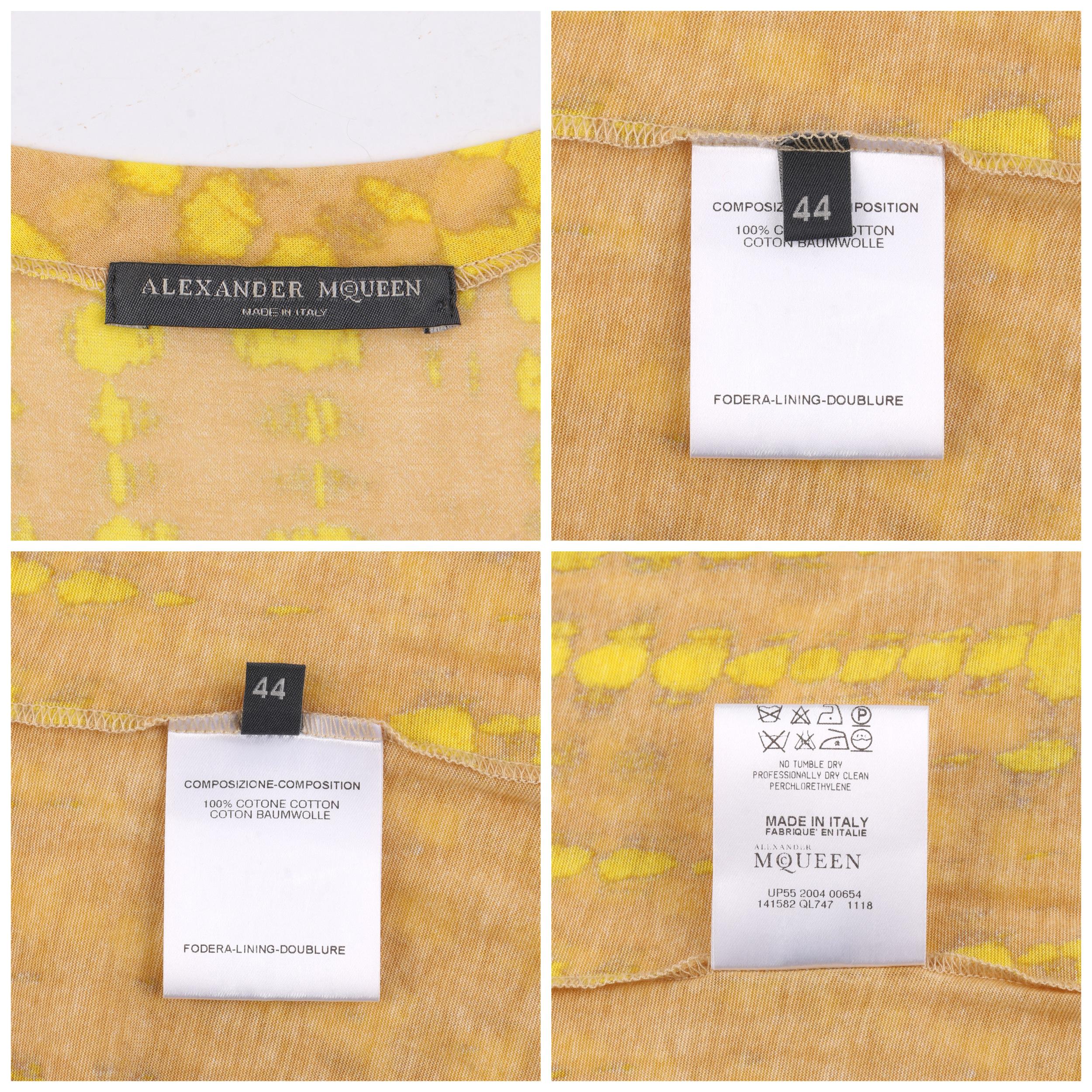 Women's ALEXANDER McQUEEN S/S 2005 “It’s Only A Game” Tan Yellow Tie Dye Print Tank Top