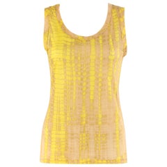 ALEXANDER McQUEEN S/S 2005 “It’s Only A Game” Tan Yellow Tie Dye Print Tank Top