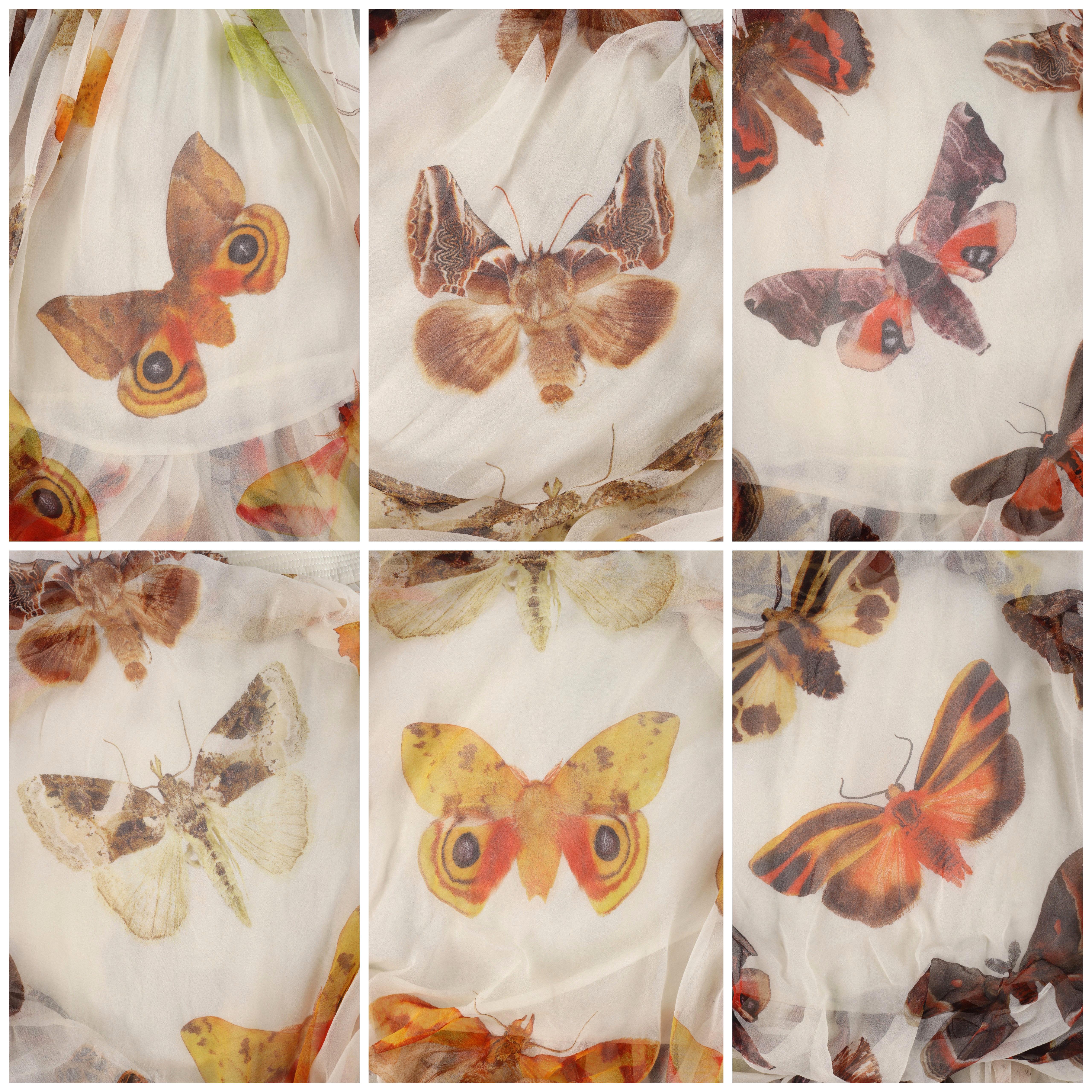 ALEXANDER McQUEEN S/S 2005 Silk Chiffon Butterfly Print Pleated Bubble Skirt  In Good Condition For Sale In Thiensville, WI