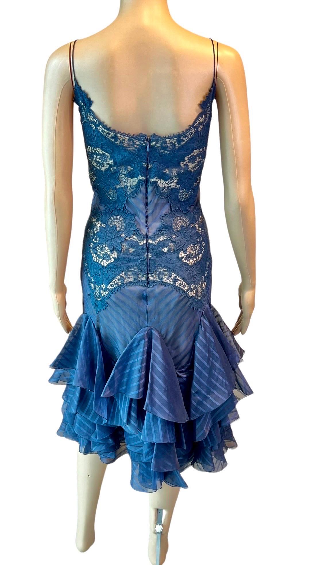 Alexander McQueen S/S 2005 Unworn Semi-Sheer Lace Ruffled Slip Dress  In New Condition For Sale In Naples, FL