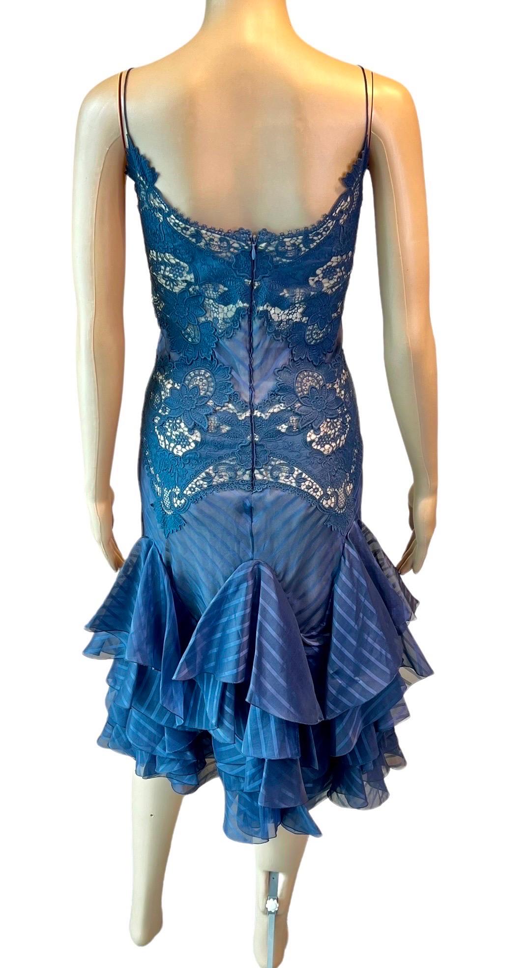 Alexander McQueen S/S 2005 Unworn Semi-Sheer Lace Ruffled Slip Dress In New Condition In Naples, FL