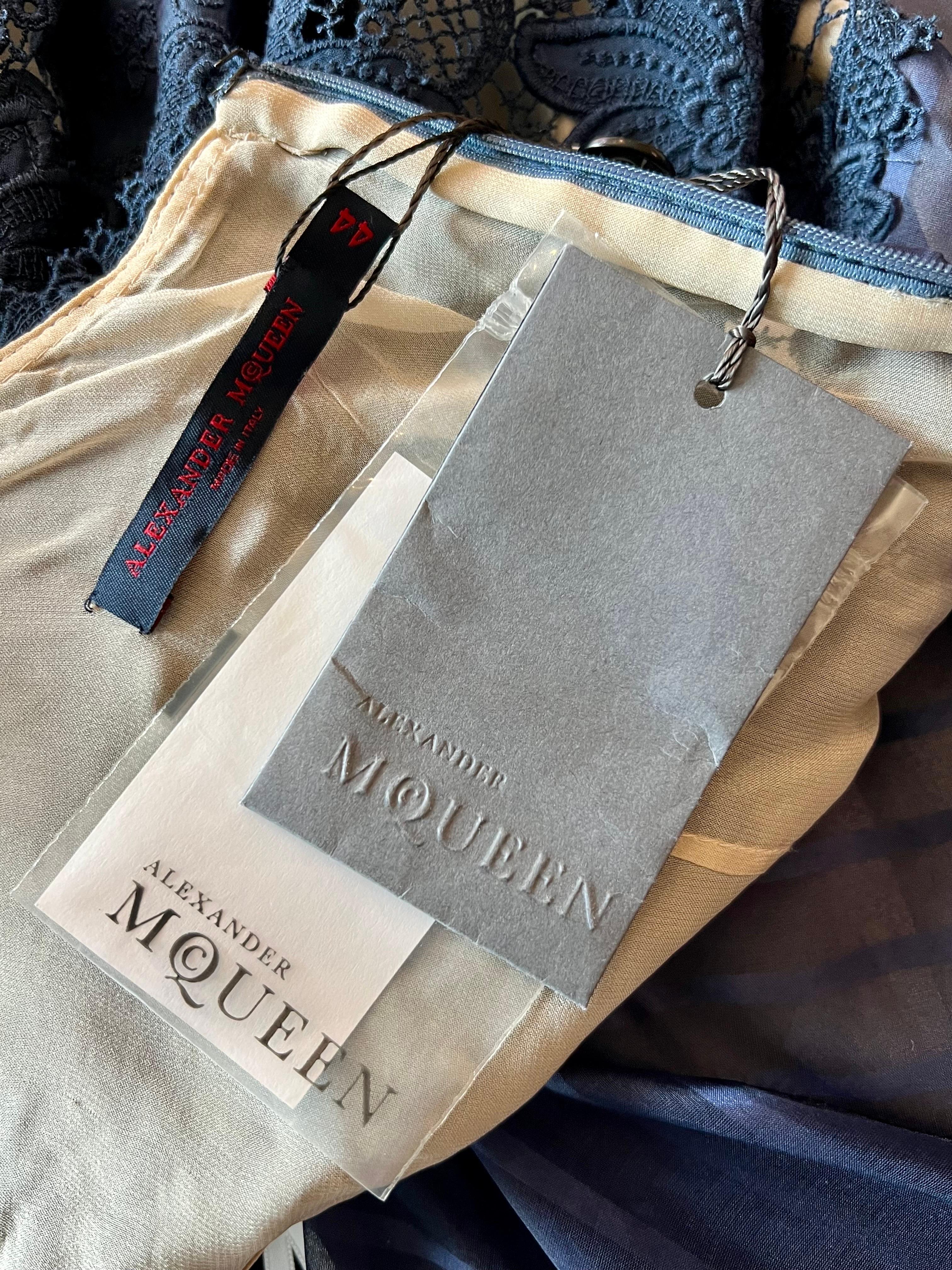 Women's or Men's Alexander McQueen S/S 2005 Unworn Semi-Sheer Lace Ruffled Slip Dress  For Sale