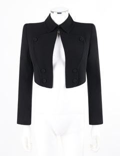 ALEXANDER McQUEEN S/S 2006 "Neptune" Black Fitted Open Front Cropped Jacket
