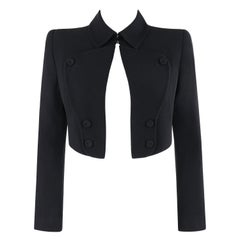 ALEXANDER McQUEEN S/S 2006 "Neptune" Black Fitted Open Front Cropped Jacket