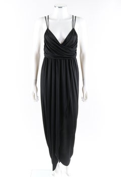 ALEXANDER McQUEEN S/S 2006 "Neptune" Black Plunge Neck Maxi Empire Evening Dress