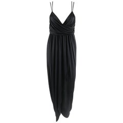 ALEXANDER McQUEEN S/S 2006 "Neptune" Black Plunge Neck Maxi Empire Evening Dress