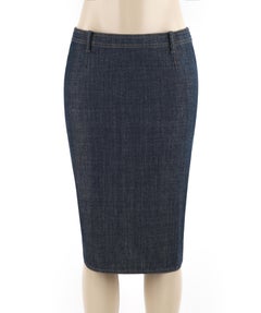 ALEXANDER McQUEEN S/S 2006 "Neptune" Blue Denim Fitted Slit Pencil Skirt