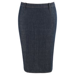 ALEXANDER McQUEEN S/S 2006 "Neptune" Blue Denim Fitted Slit Pencil Skirt