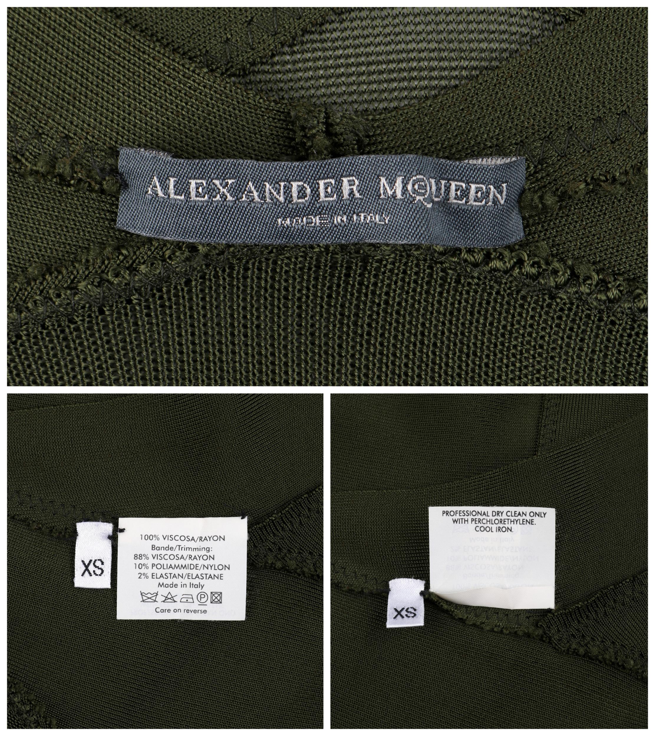 ALEXANDER McQUEEN S/S 2006 “Neptune” Green Pleated Bandage Cutout Halter Dress 1